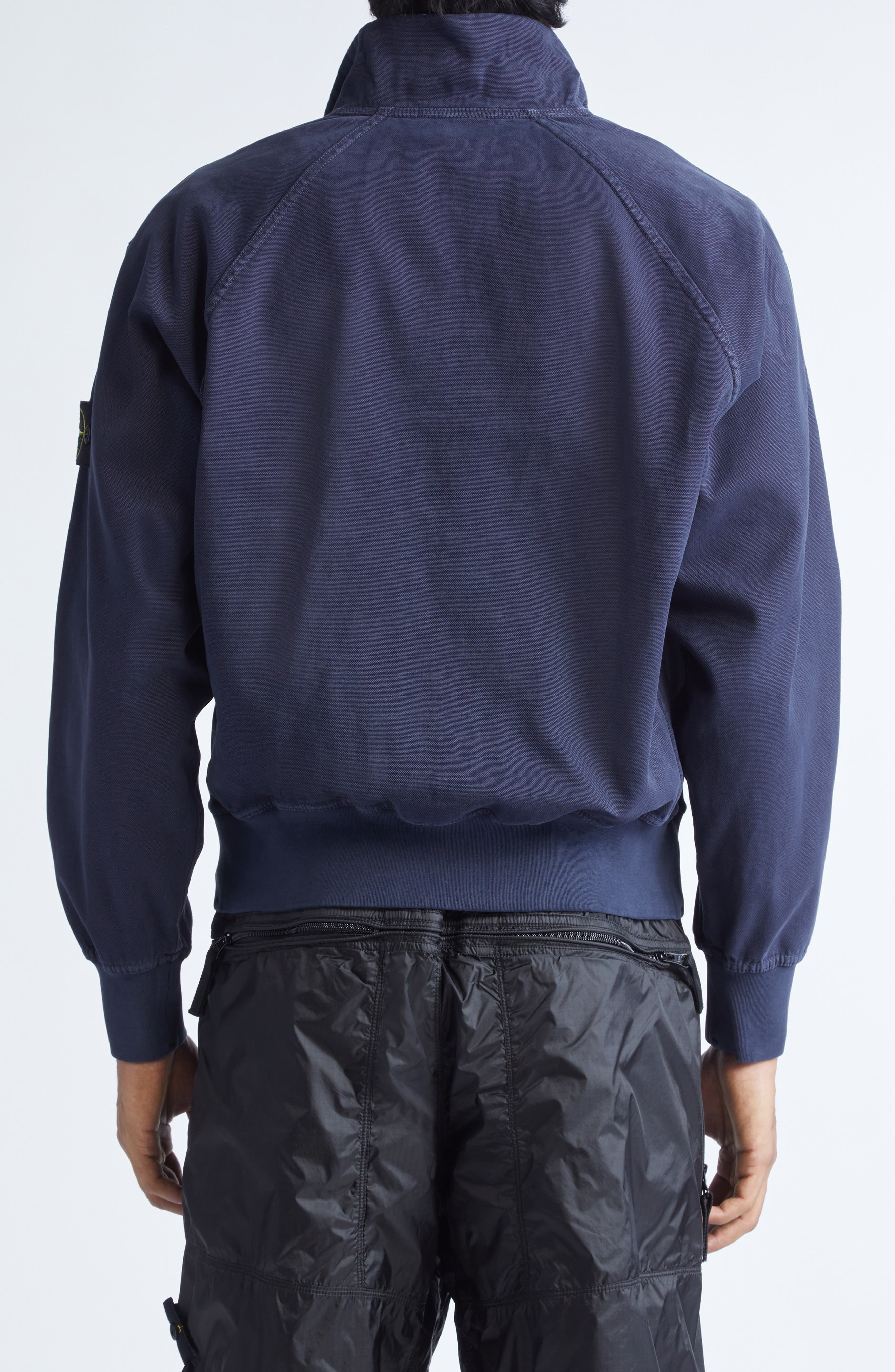 Stone Island Organic Cotton Fleece Zip Track Jacket in V0126 Ink at Nordstrom - 2