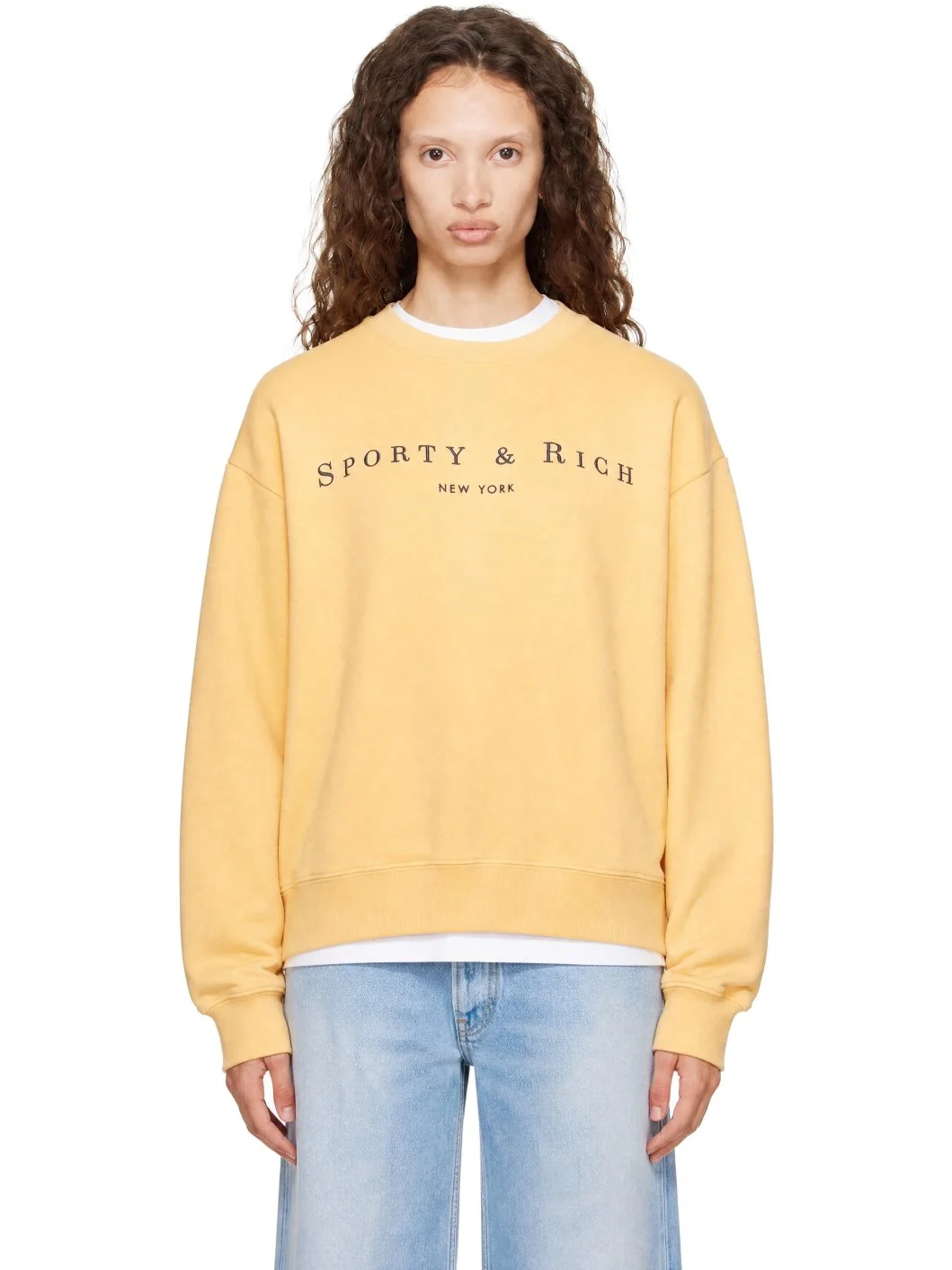 Orange Title Embroidered Crewneck Sweatshirt - 1
