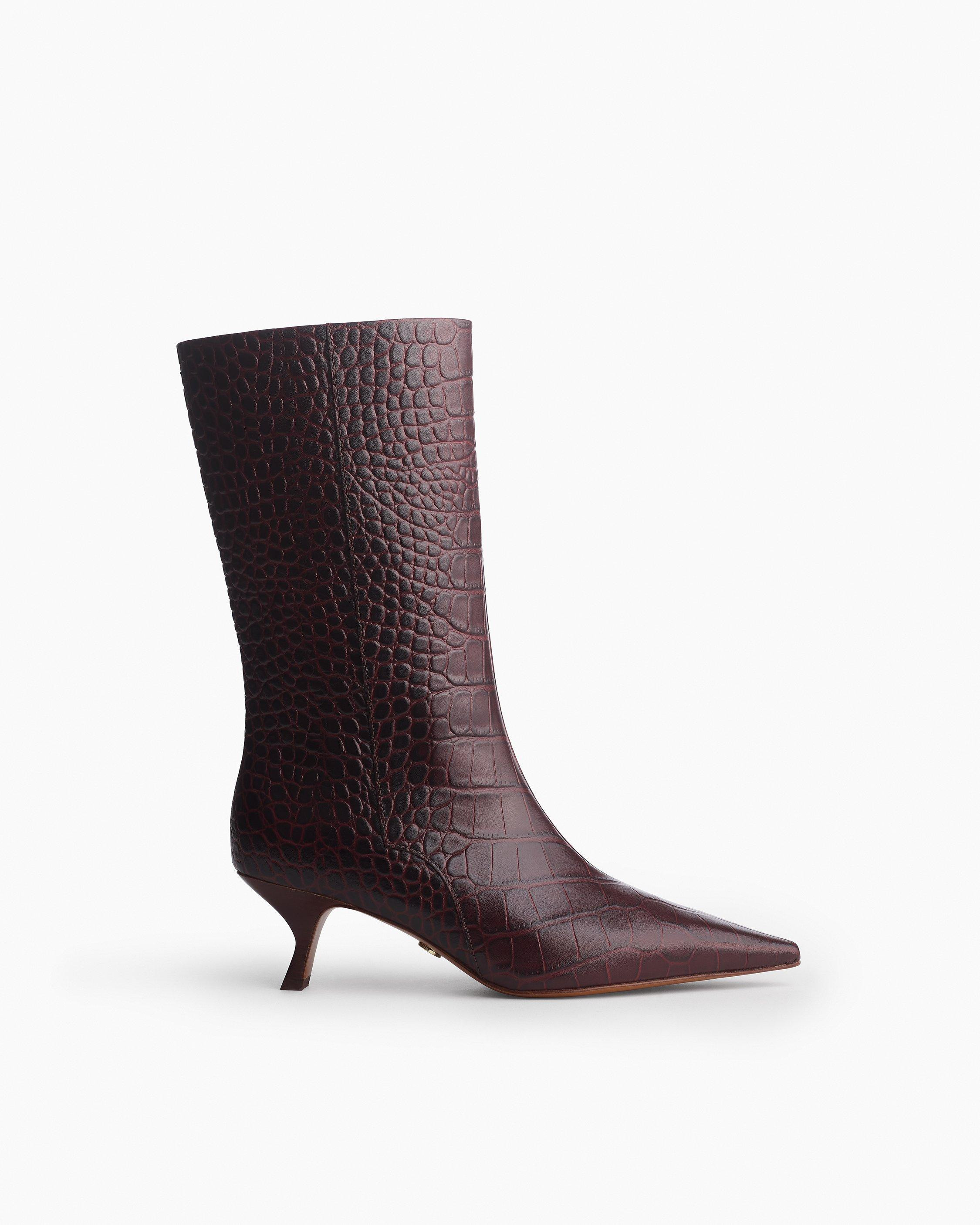 Mott Embossed Leather Boots - 2
