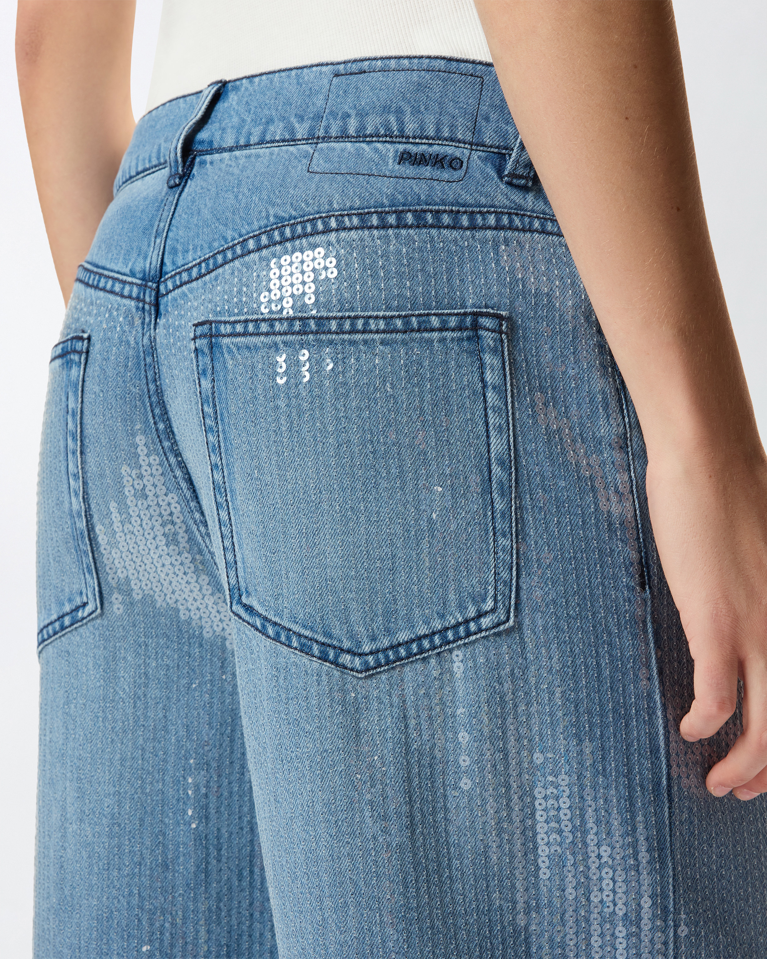 FULLY SEQUINNED DENIM JEANS - 5