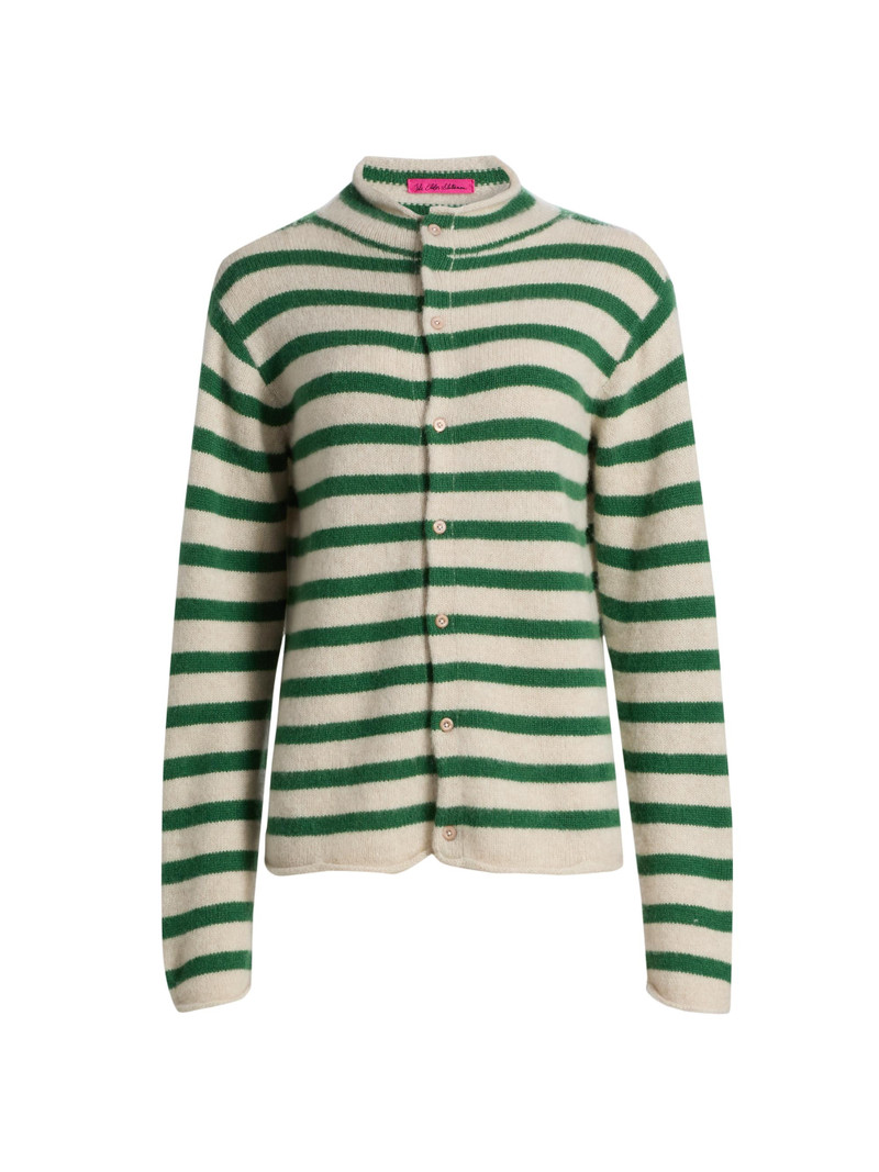 Women's Cousteau Striped Cashmere Cardigan - Fern White 1