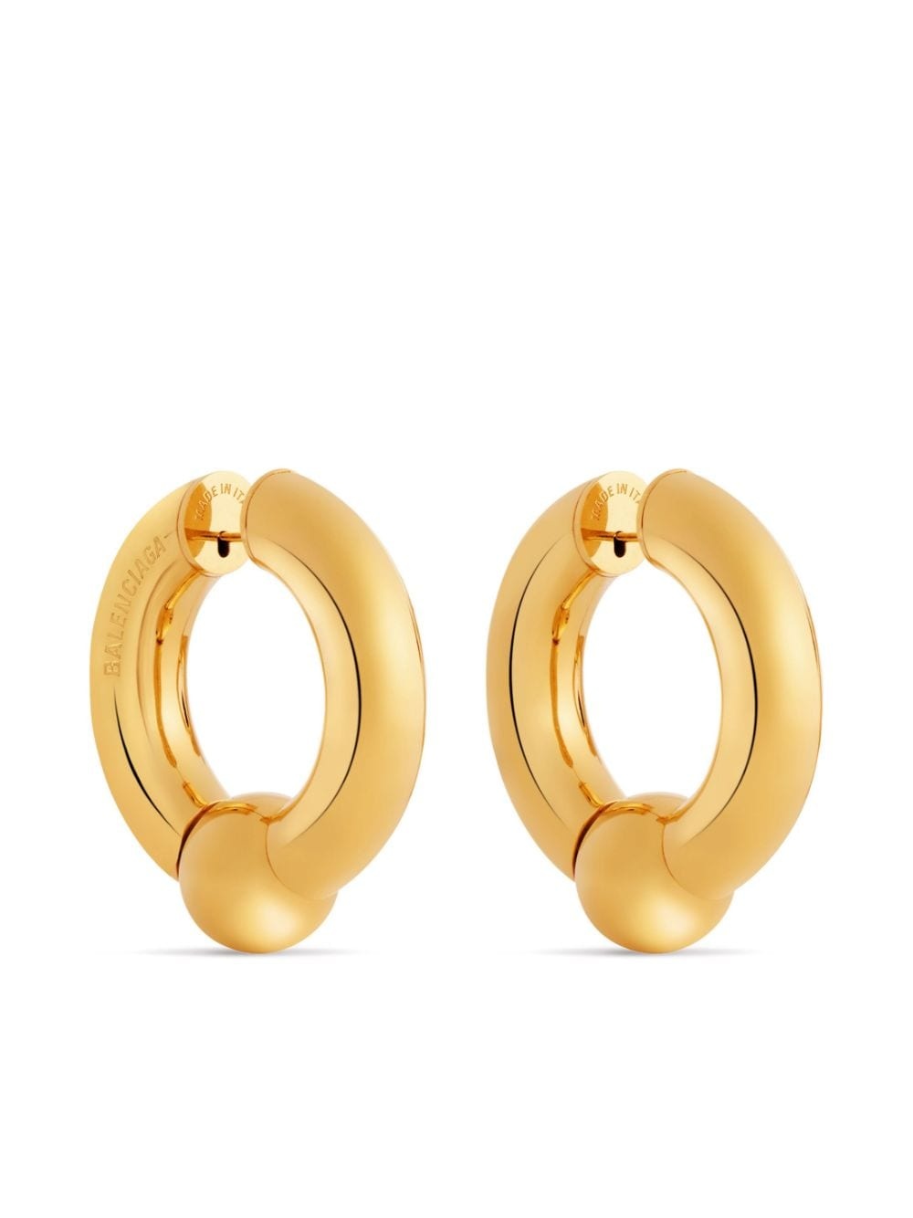 logo-engraved hoop earrings - 2