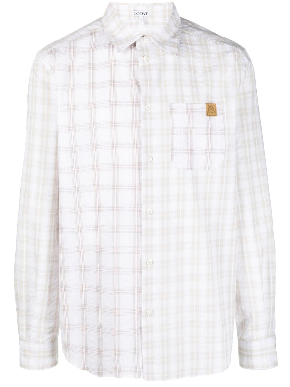 plaid-check print logo shirt - 1