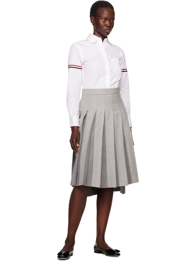 Thom Browne Gray Wool Flannel 2003 Classic Pleated Midi Skirt outlook