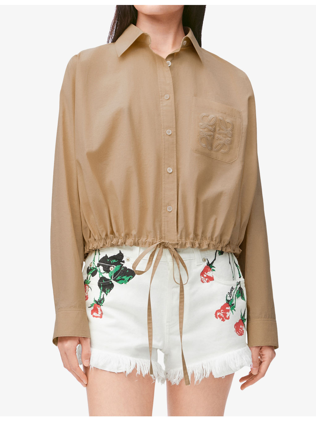 Loewe x Paula’s Ibiza Anagram-Patch Drawstring-Waist Cotton-Blend Shirt - 3
