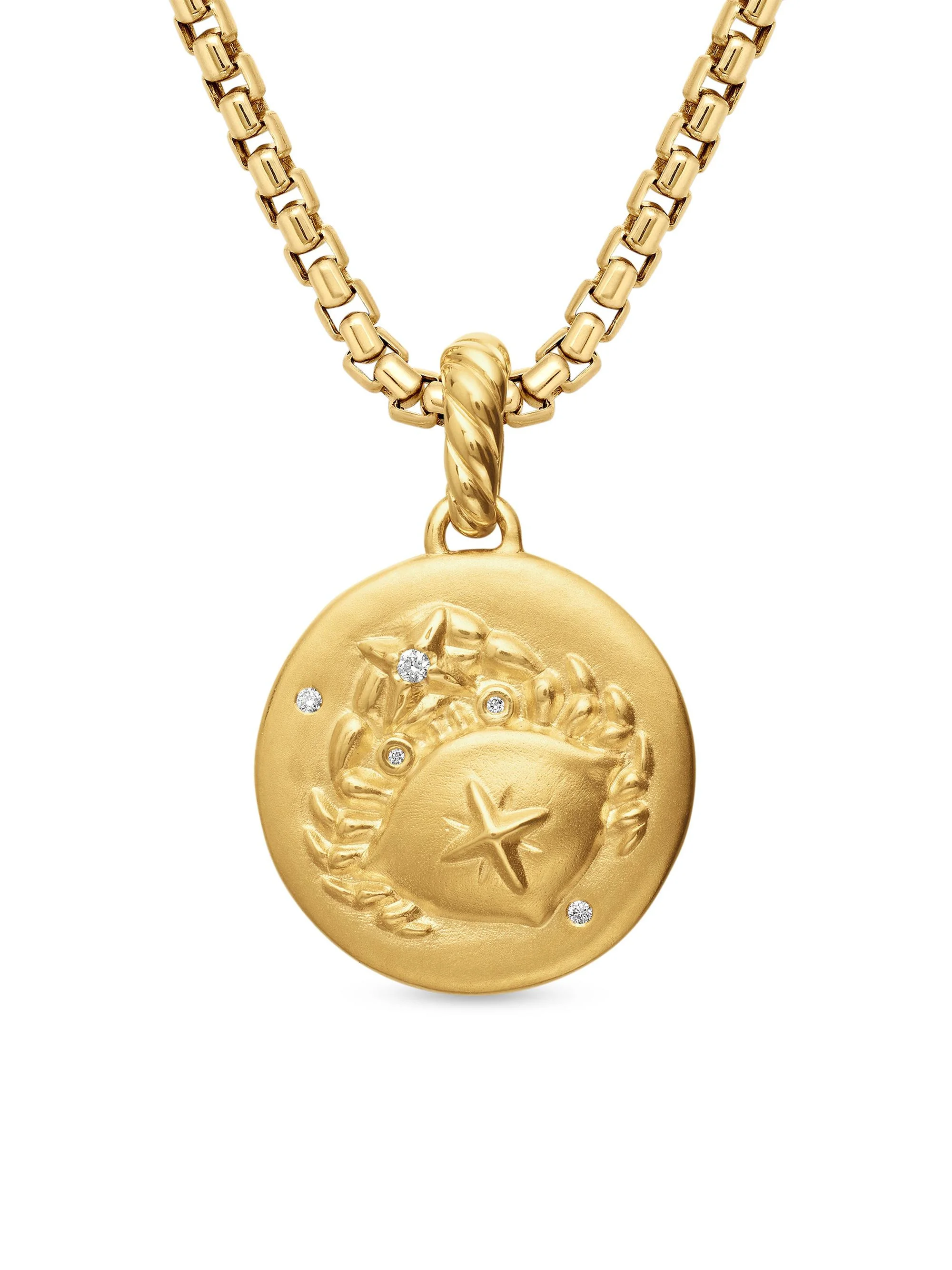 Women's Zodiac Amulet in 18K Yellow Gold with Diamonds - Cancer - 1