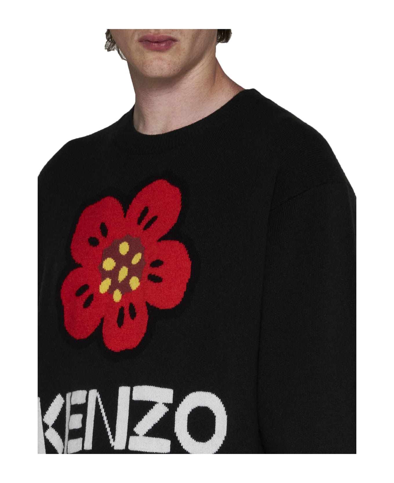 'boke Flower' Black Wool Sweater - 5