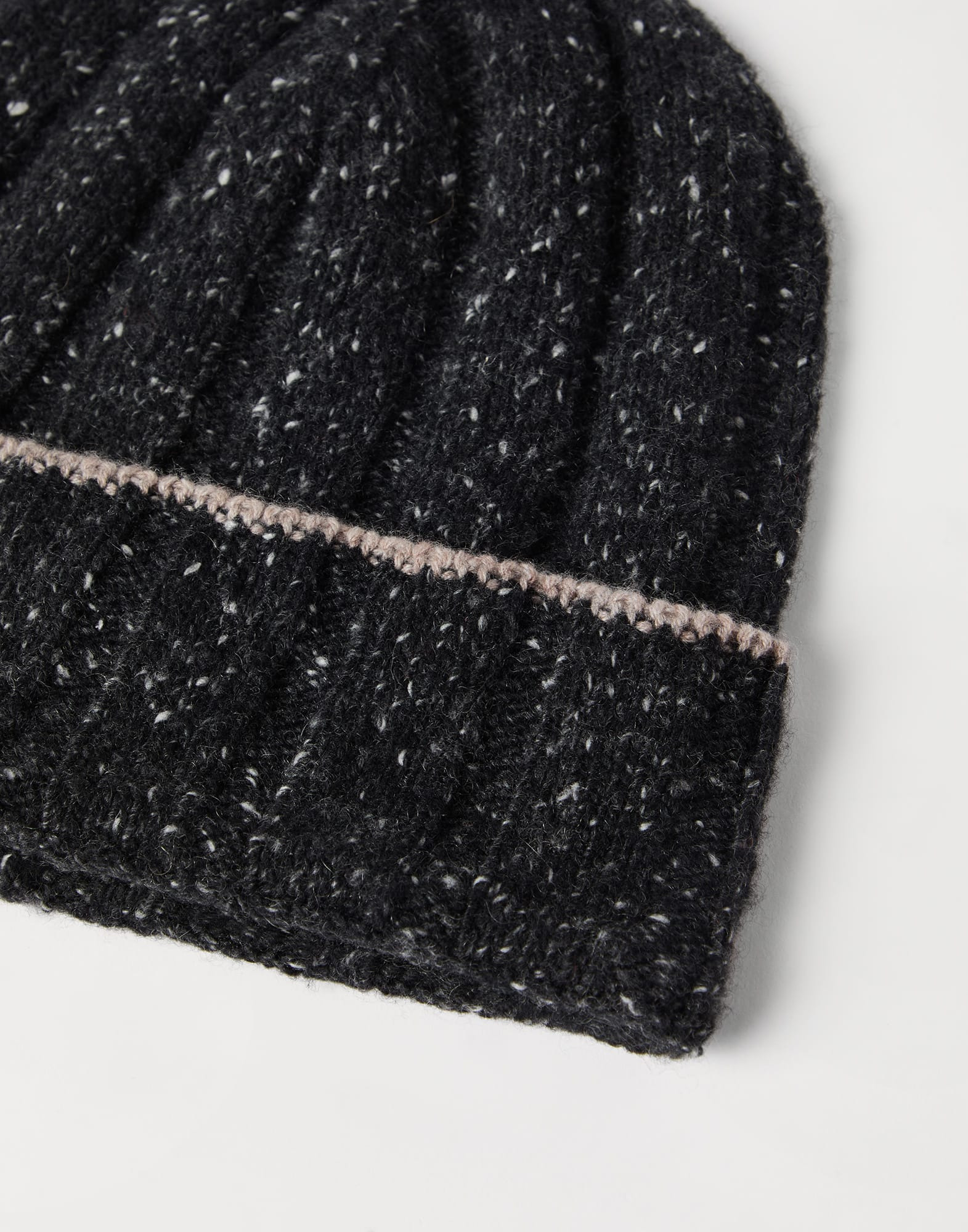 Flecked cashmere rib knit beanie - 2