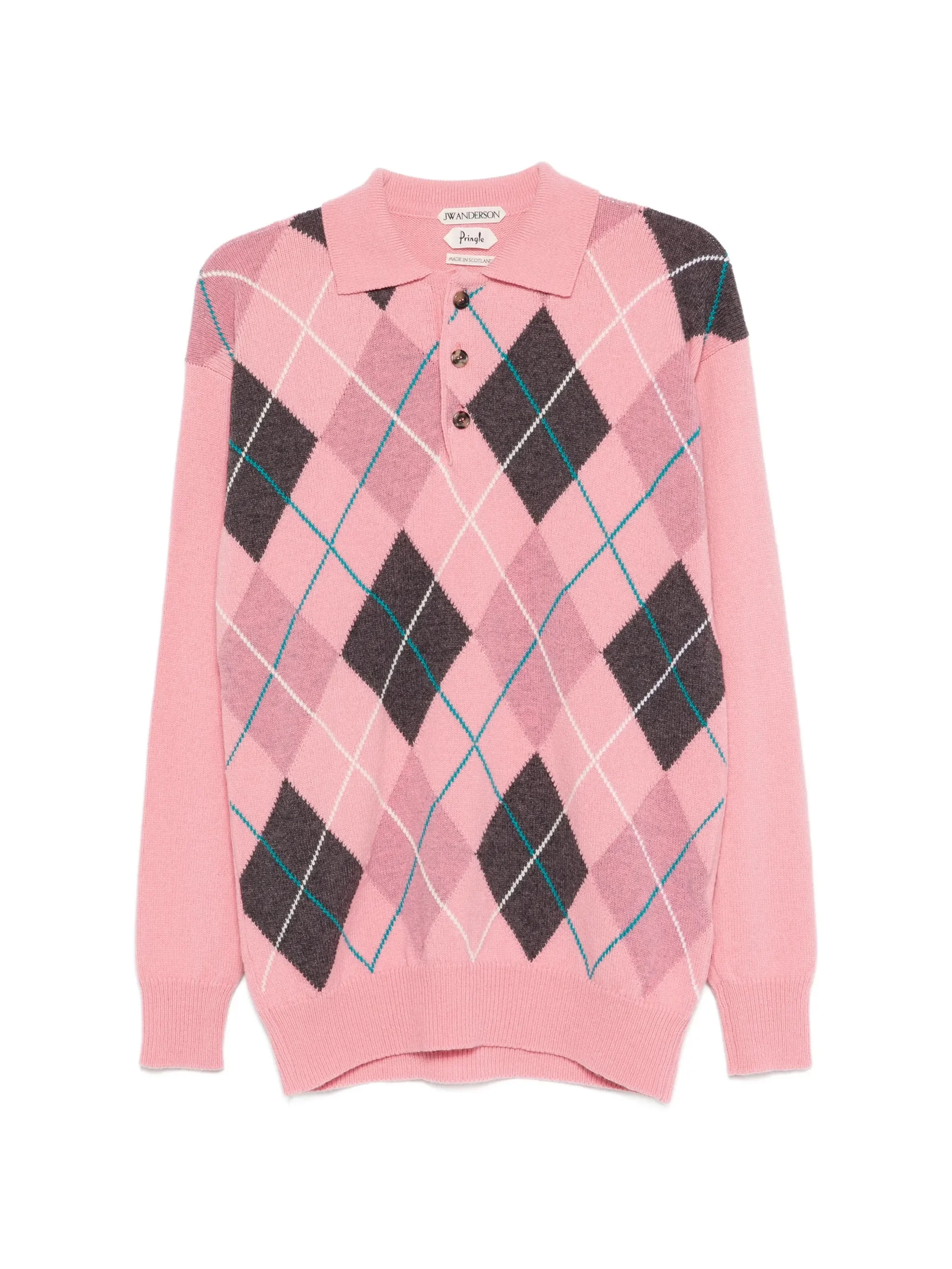 argyle knit polo top - 1