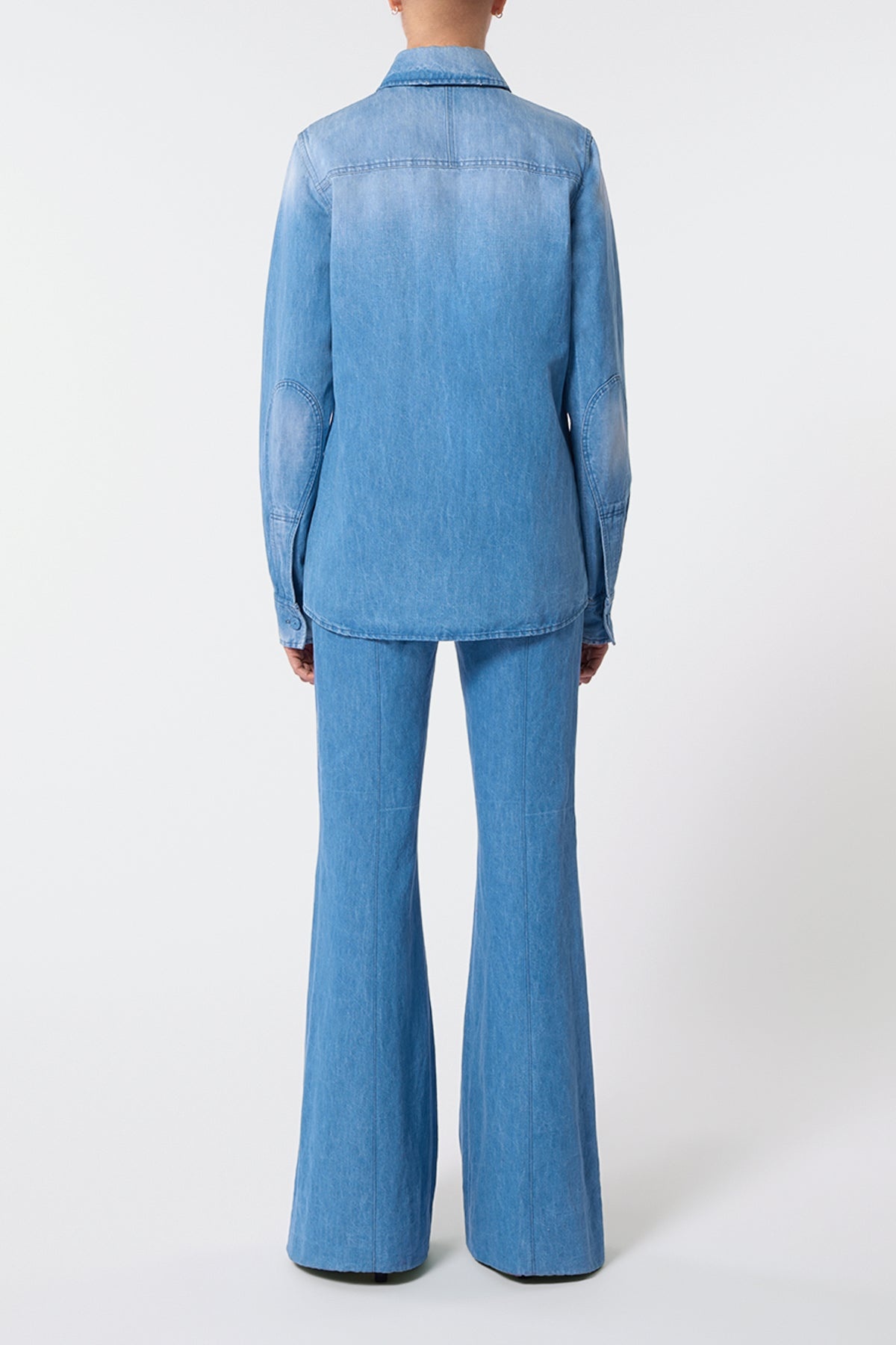 John Austin Shirt in Light Blue Denim Recycled Cotton Linen - 4