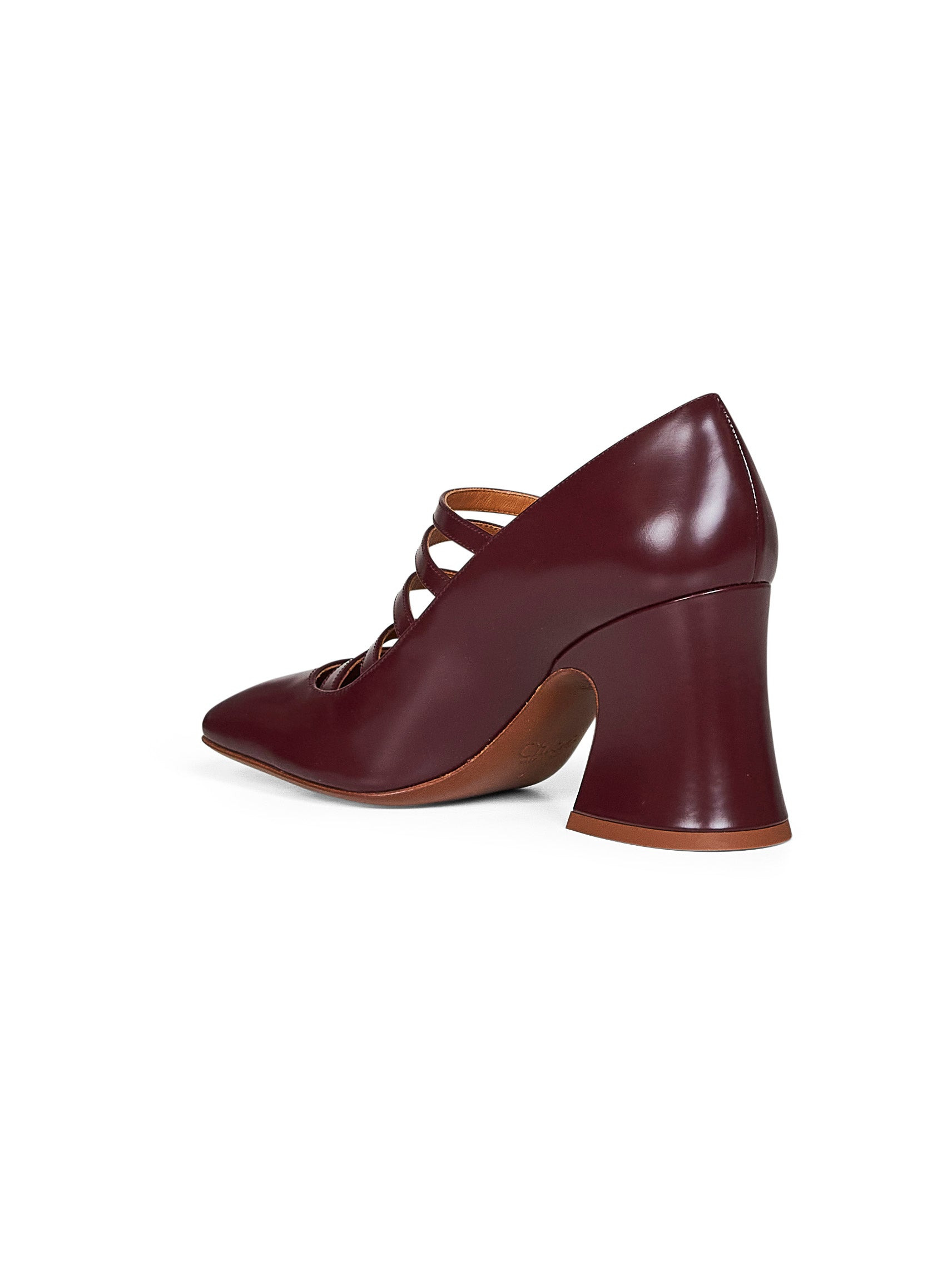 Chloé Women Burnt Purple Shiny Calf Leather Janis Pumps - 3