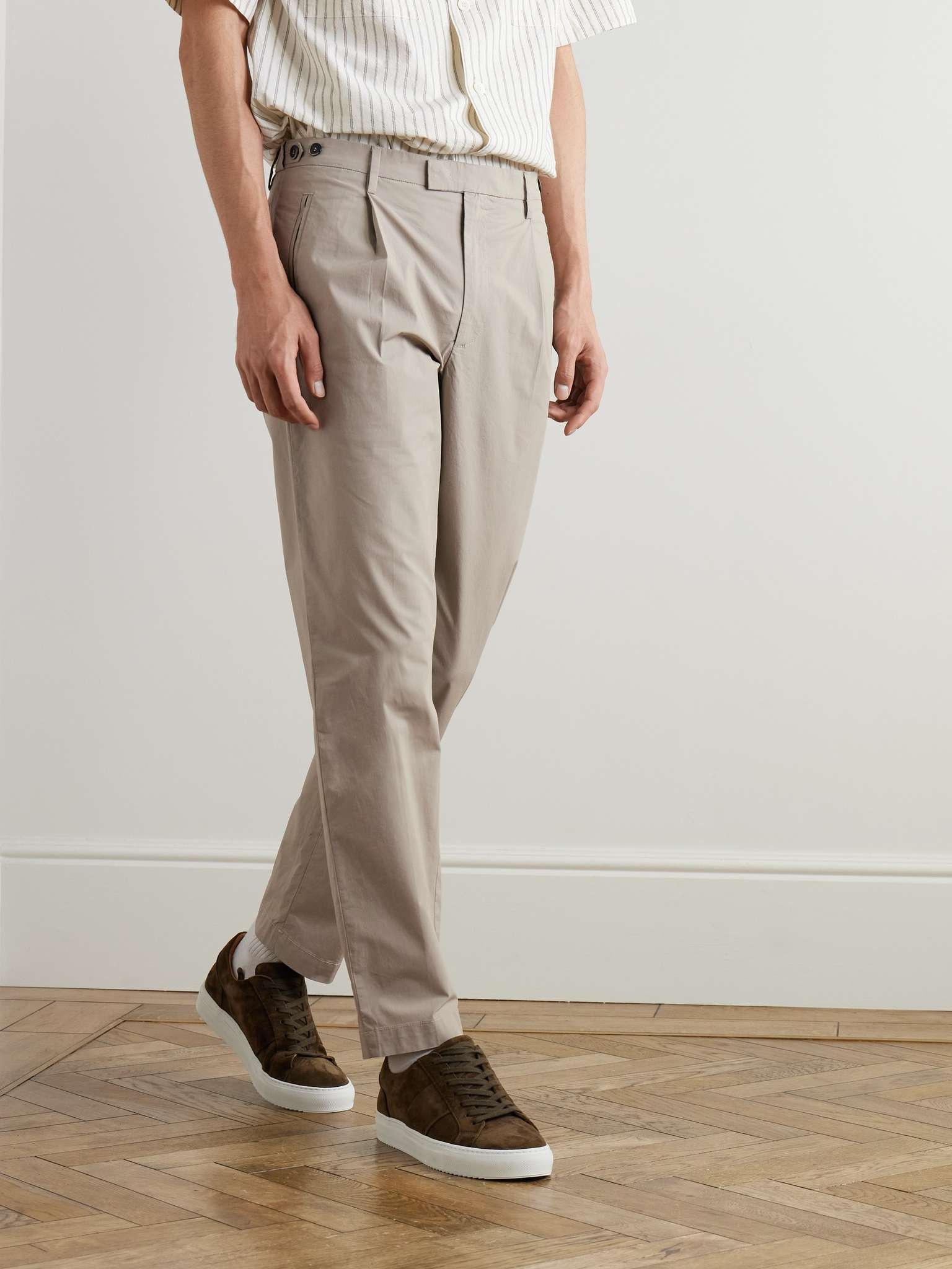 Masco Straight-Leg Pleated Cotton-Blend Trousers - 3