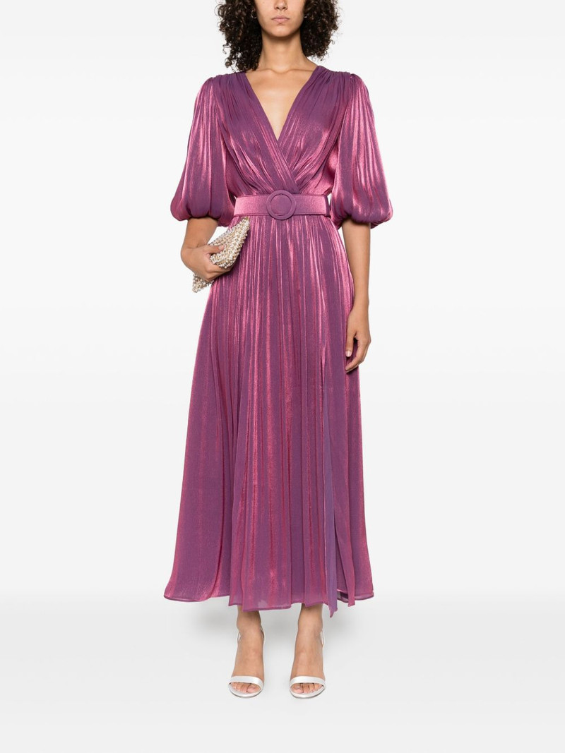COSTARELLOS Mira pleated belted midi dress outlook