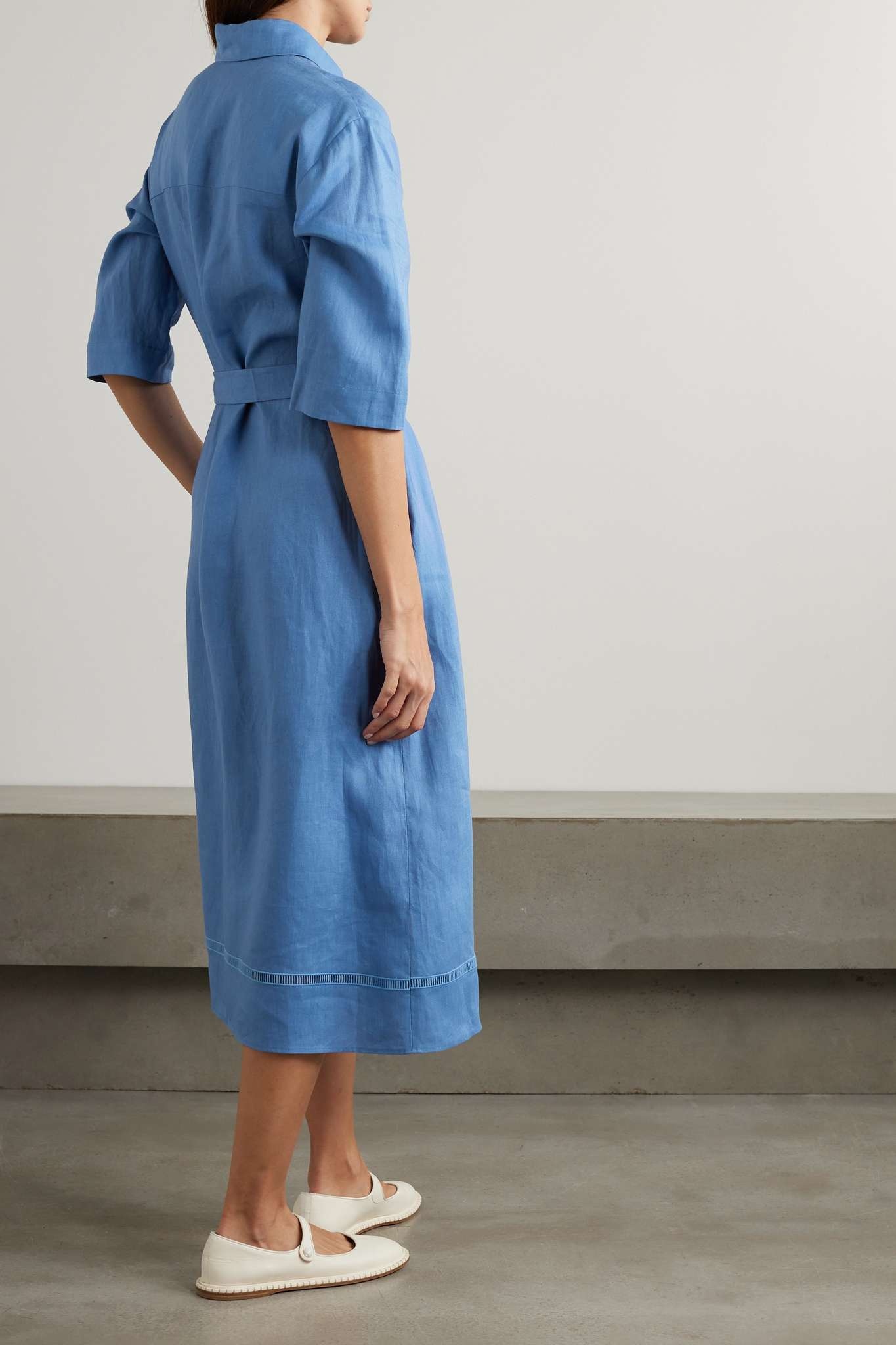 Leisure Nocino belted linen midi shirt dress - 3