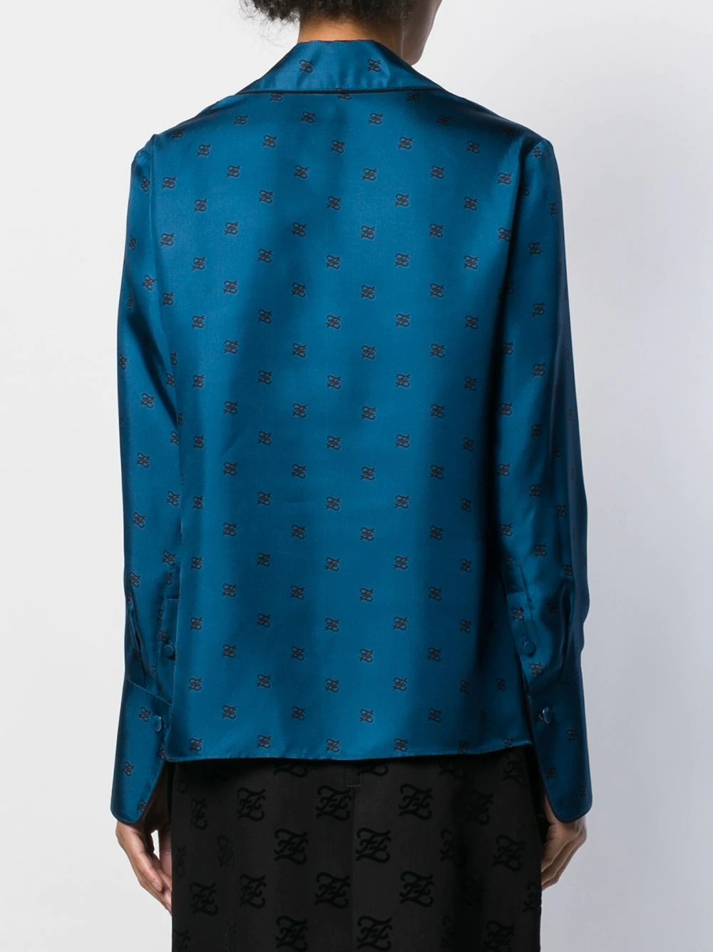 Karligraphy motif printed silk shirt - 4