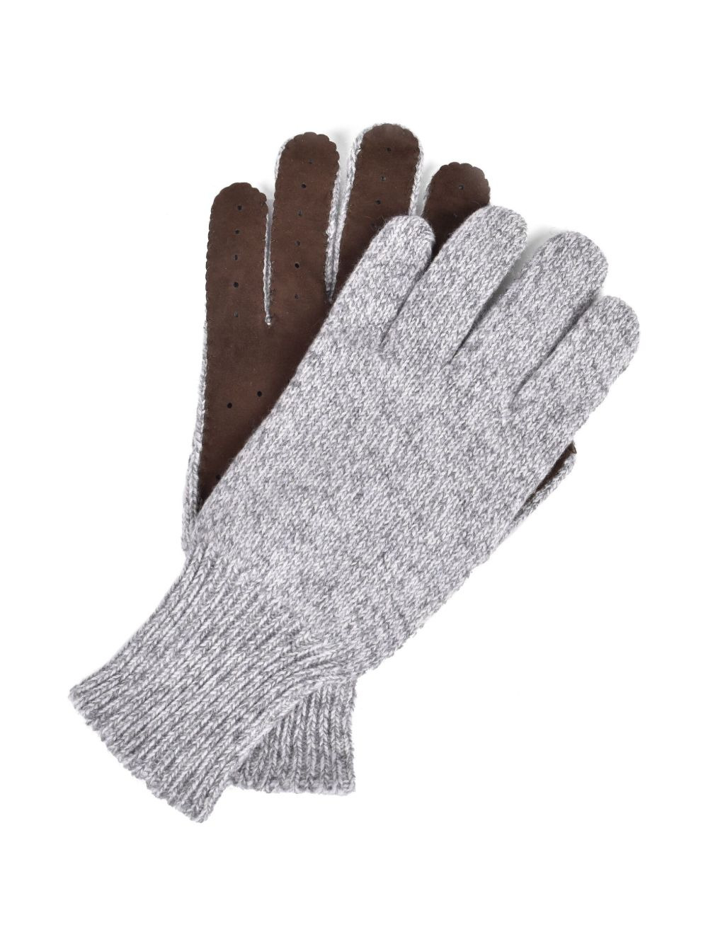 suede-panel knitted gloves - 3