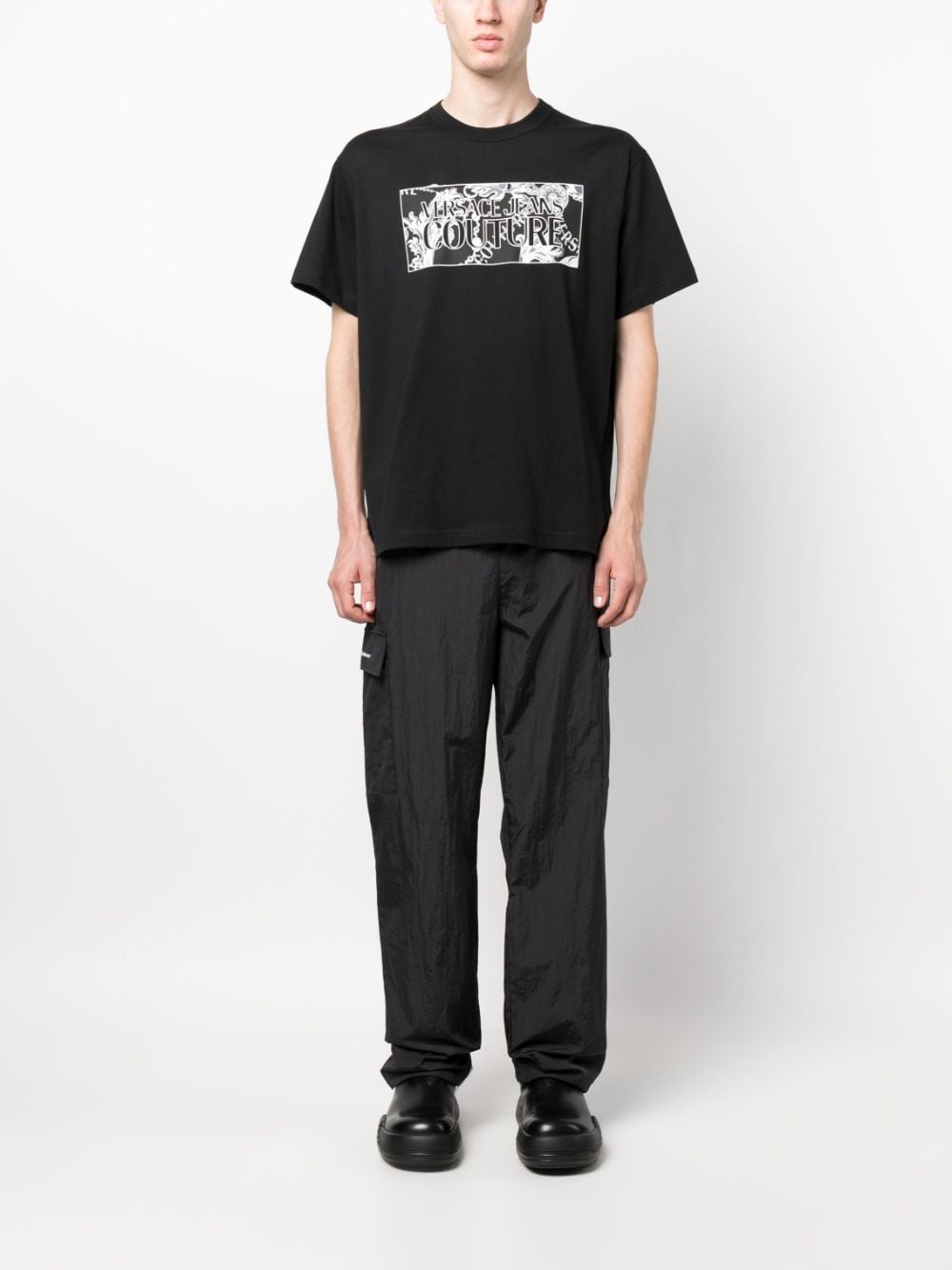 VERSACE JEANS COUTURE logo-patch cotton T-shirt eraldo REVERSIBLE