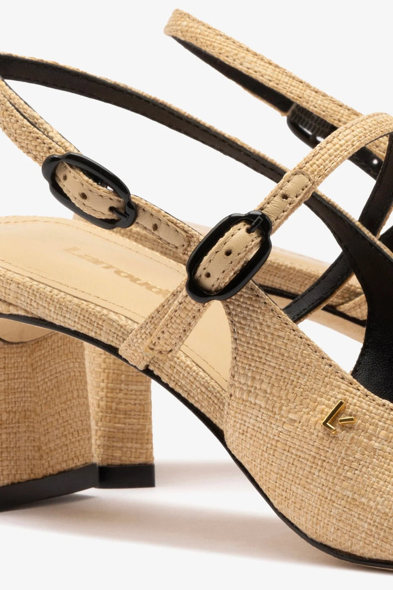 Georgina Pump In Beige Raffia and Black Trimming 4