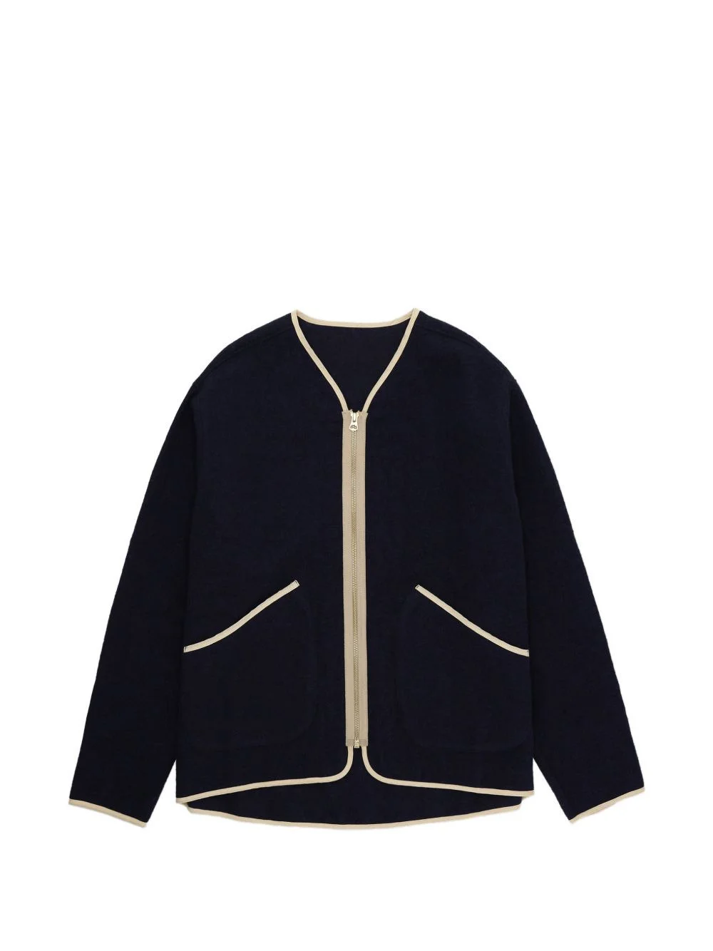 trim zip wool jacket - 1