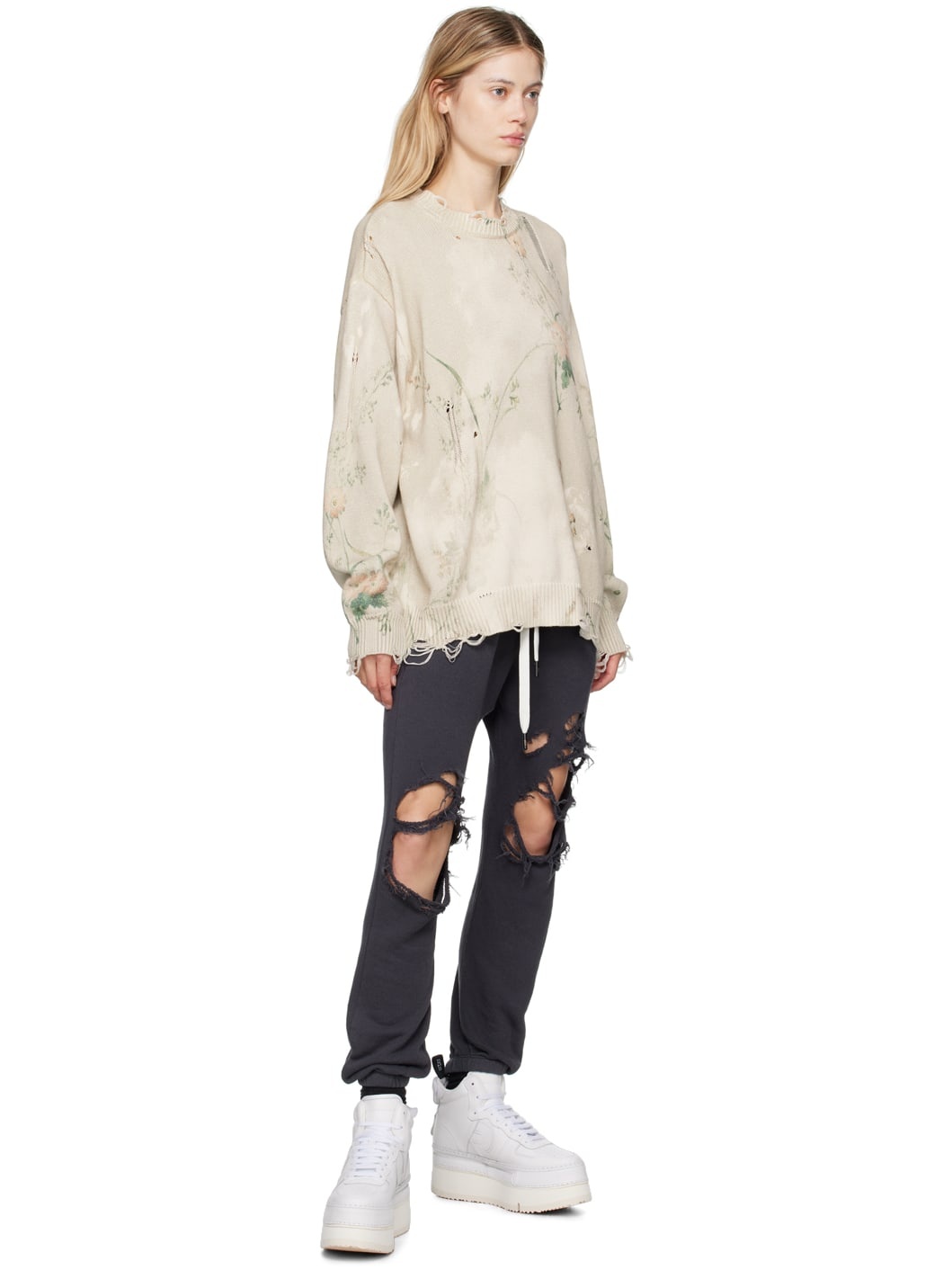 White Leather Riot High Top Sneakers - 5