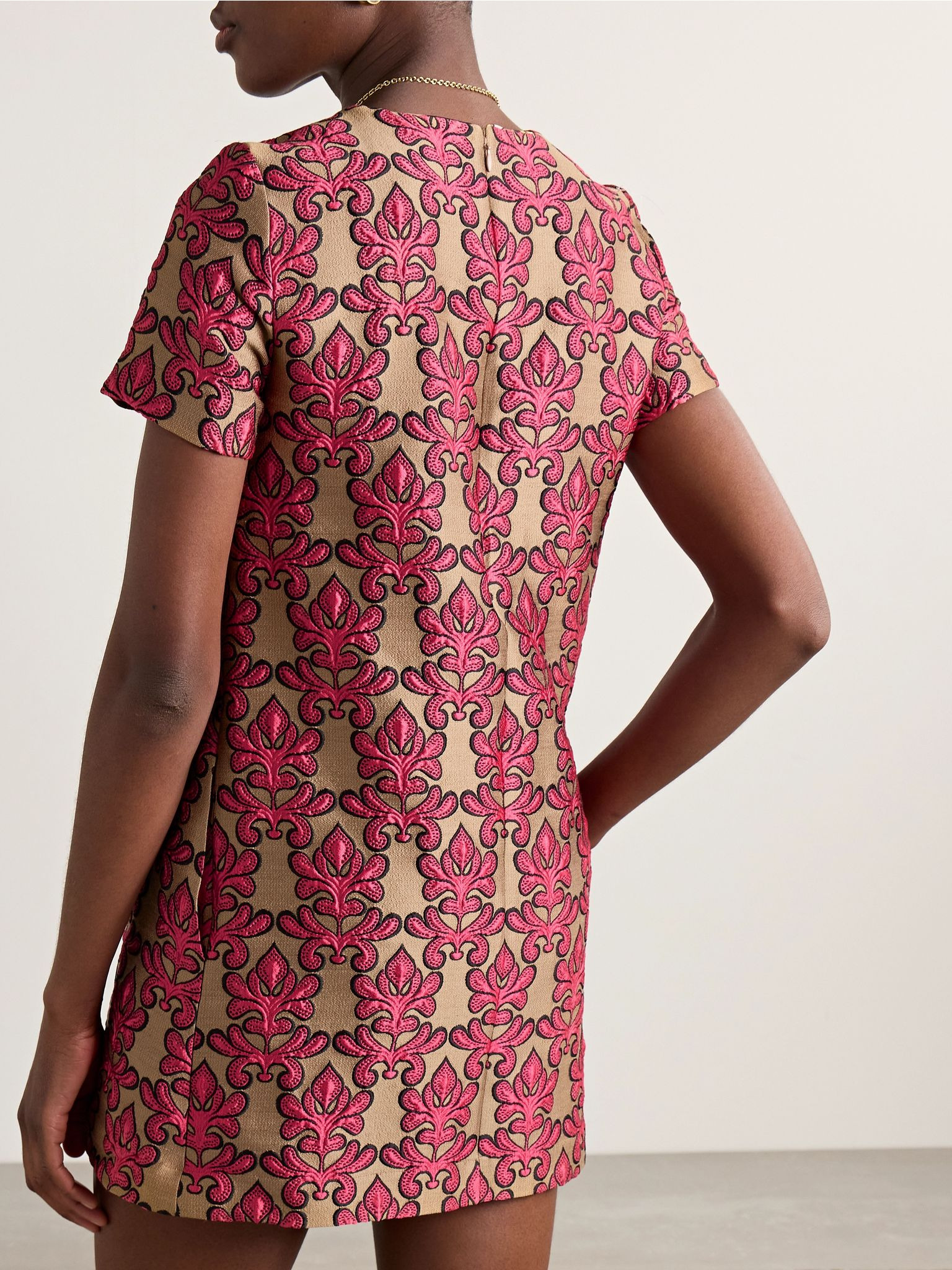 Mini Swing cotton-blend jacquard mini dress Pink - 3