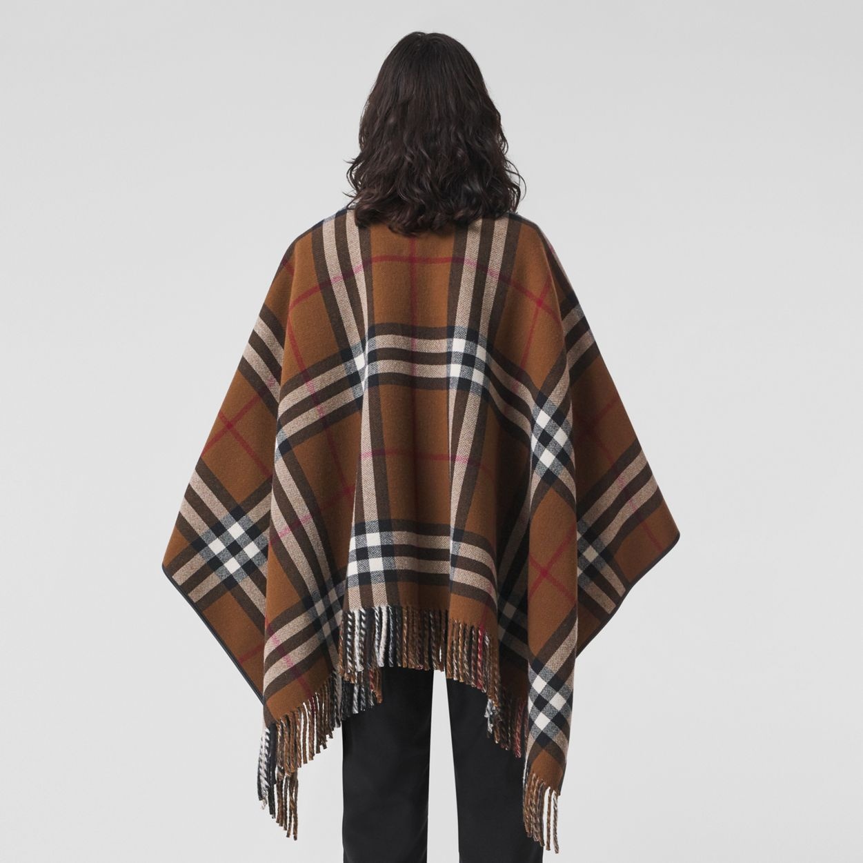Reversible Check Wool Cape - 4