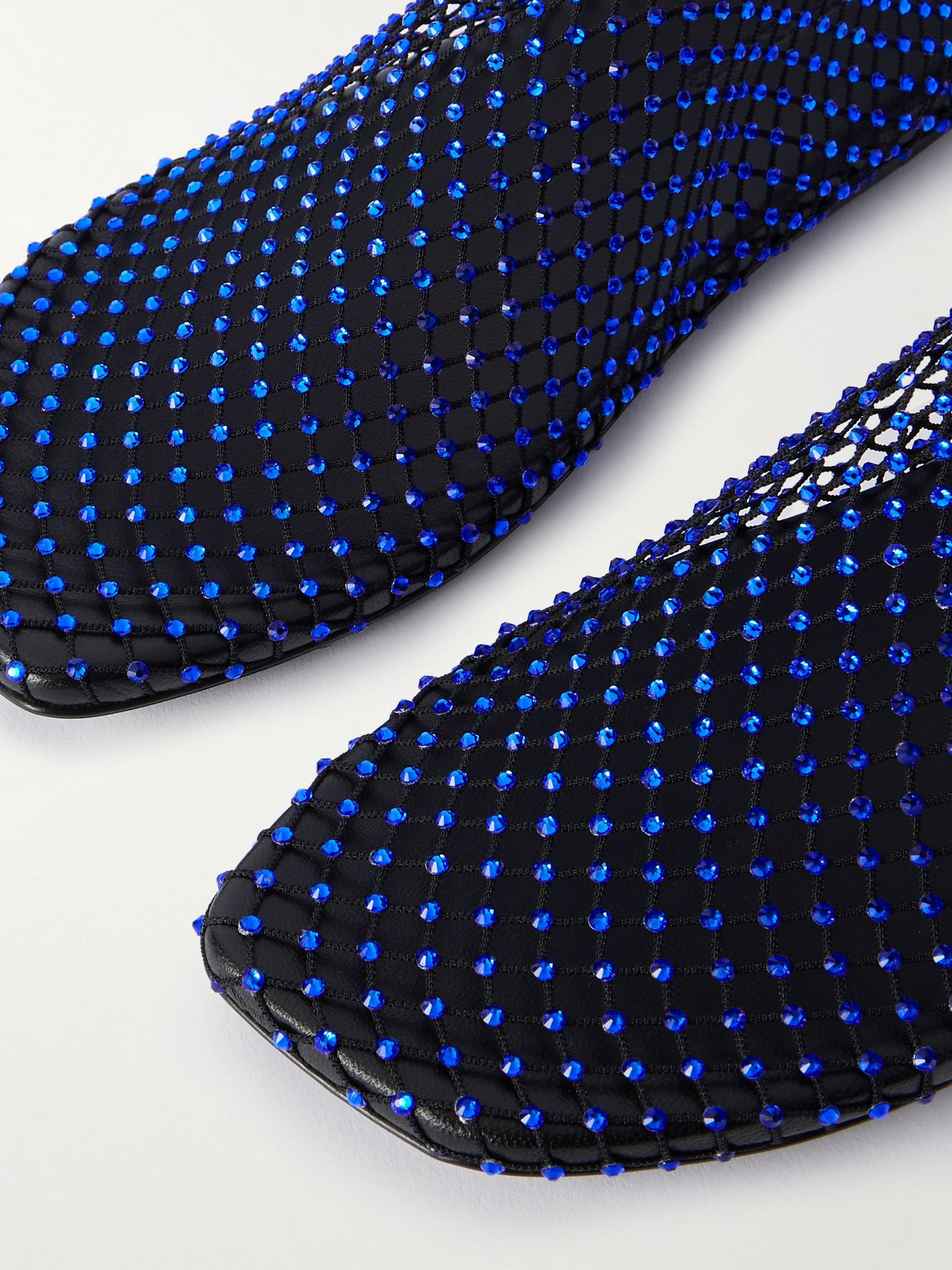 Minette crystal-embellished mesh ballet flats Blue - 4