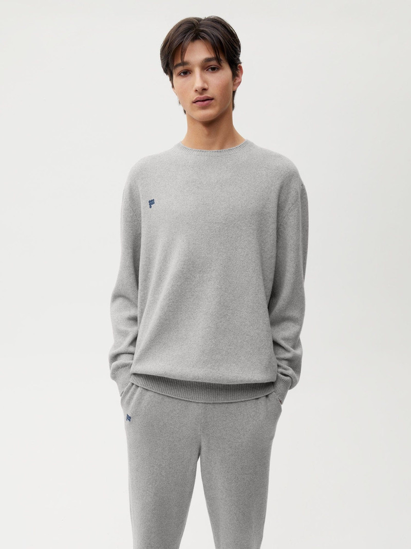 PANGAIA Mens Recycled Cashmere Crewneck Sweatshirt - Pale Grey Melange outlook