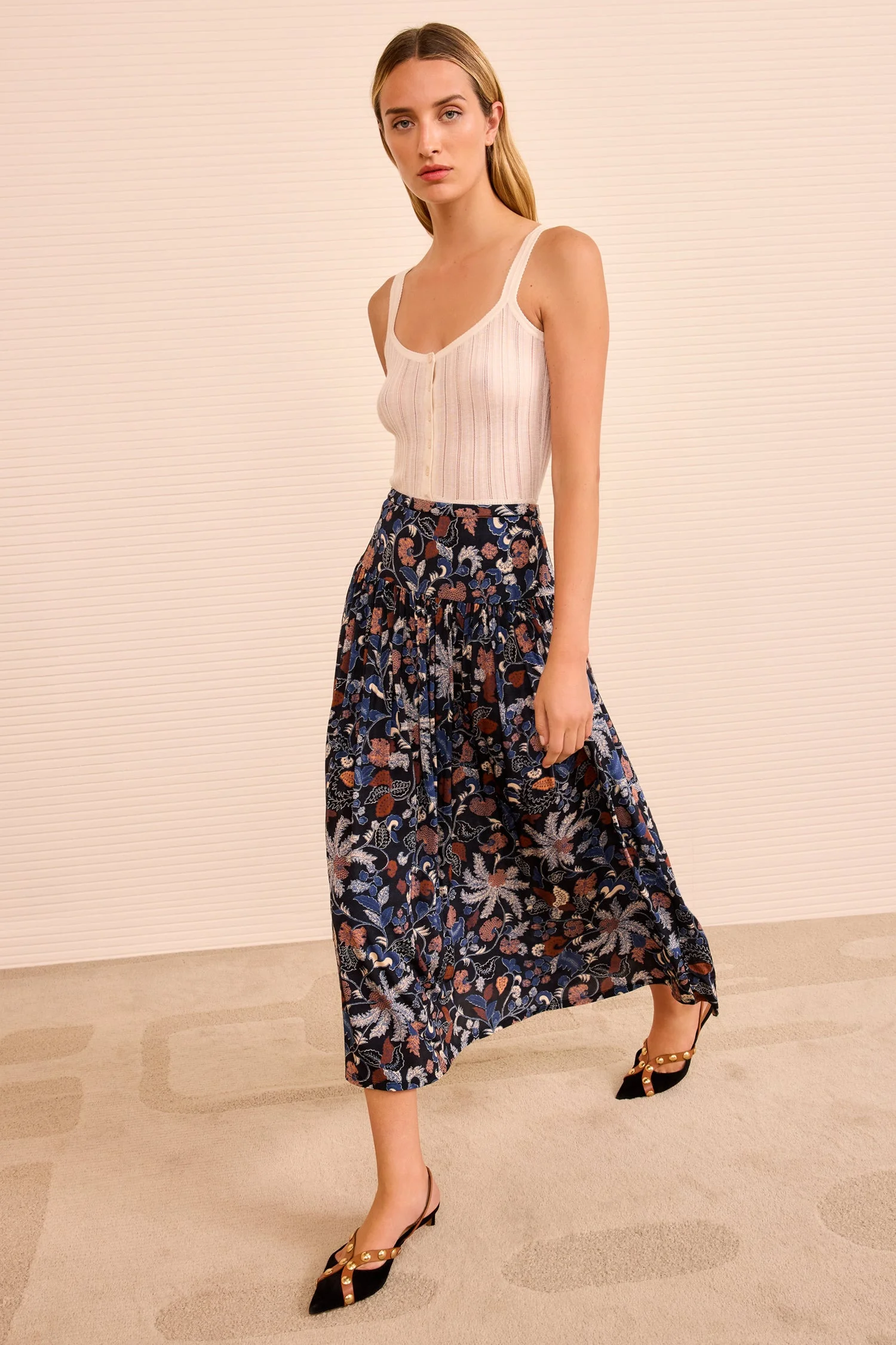 Blanche Pull On Midi Skirt - 1