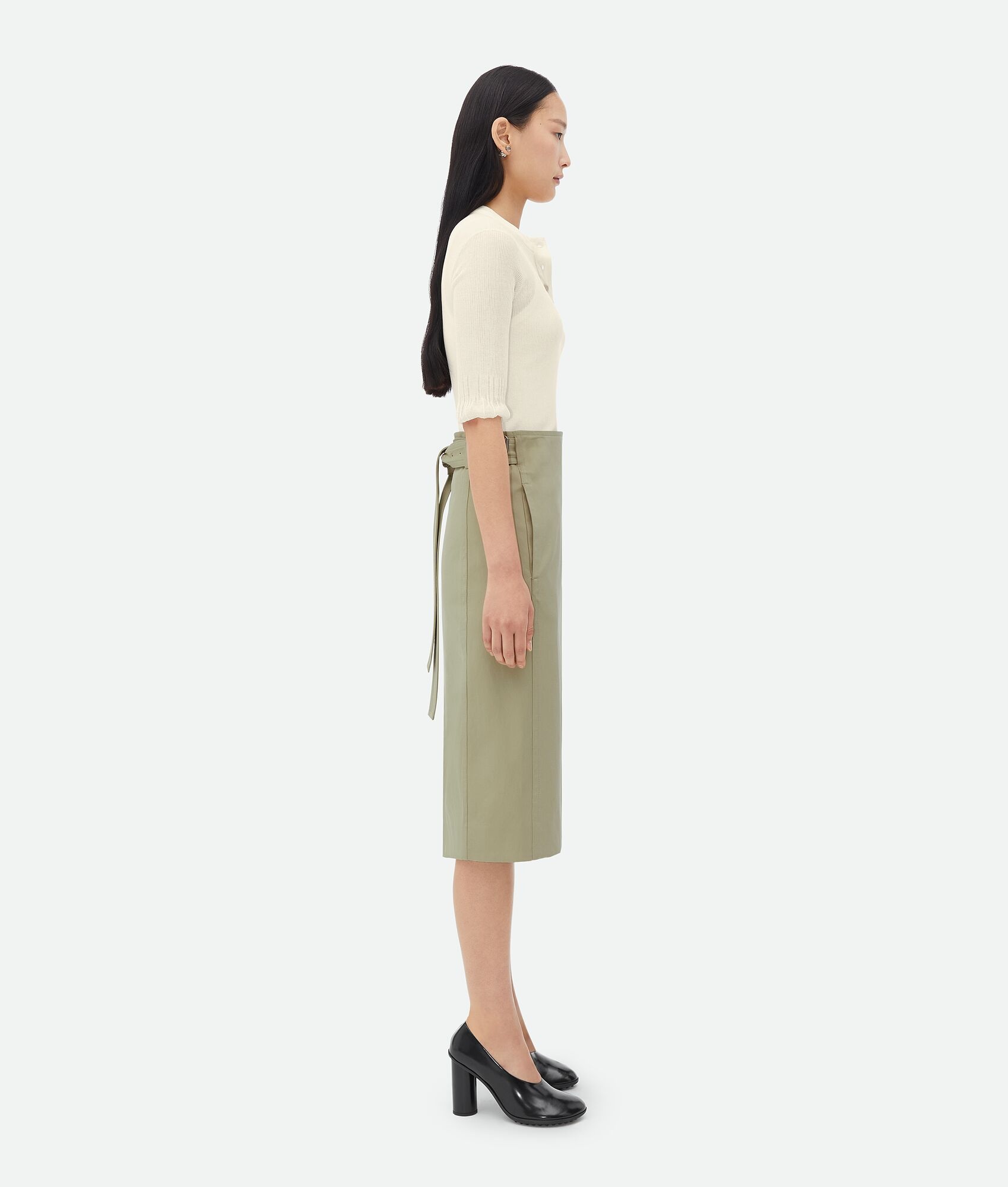 Cotton Twill Midi Skirt - 2