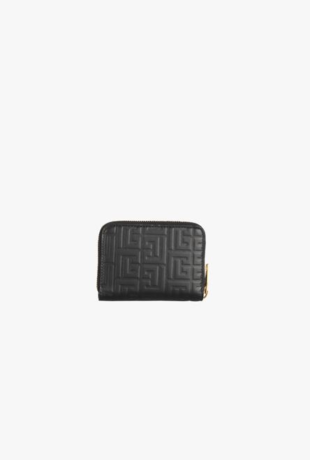 Black debossed leather wallet with Balmain monogram - 2