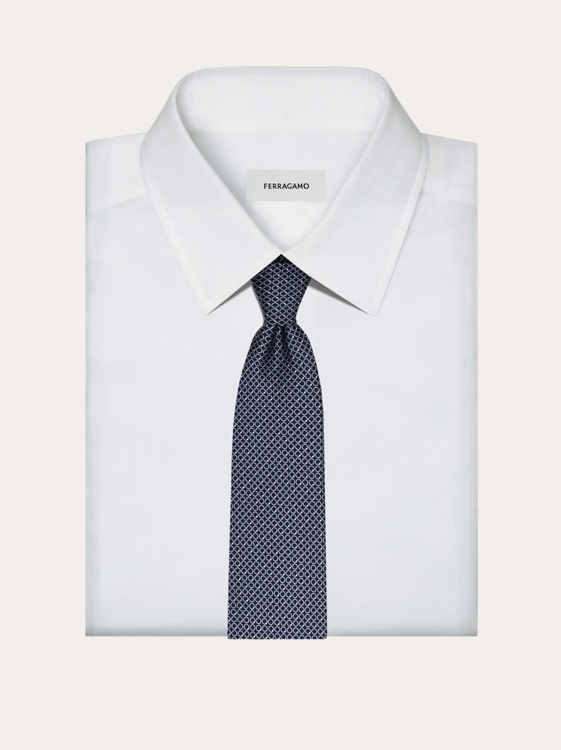 Gancini regimental print silk tie - 4