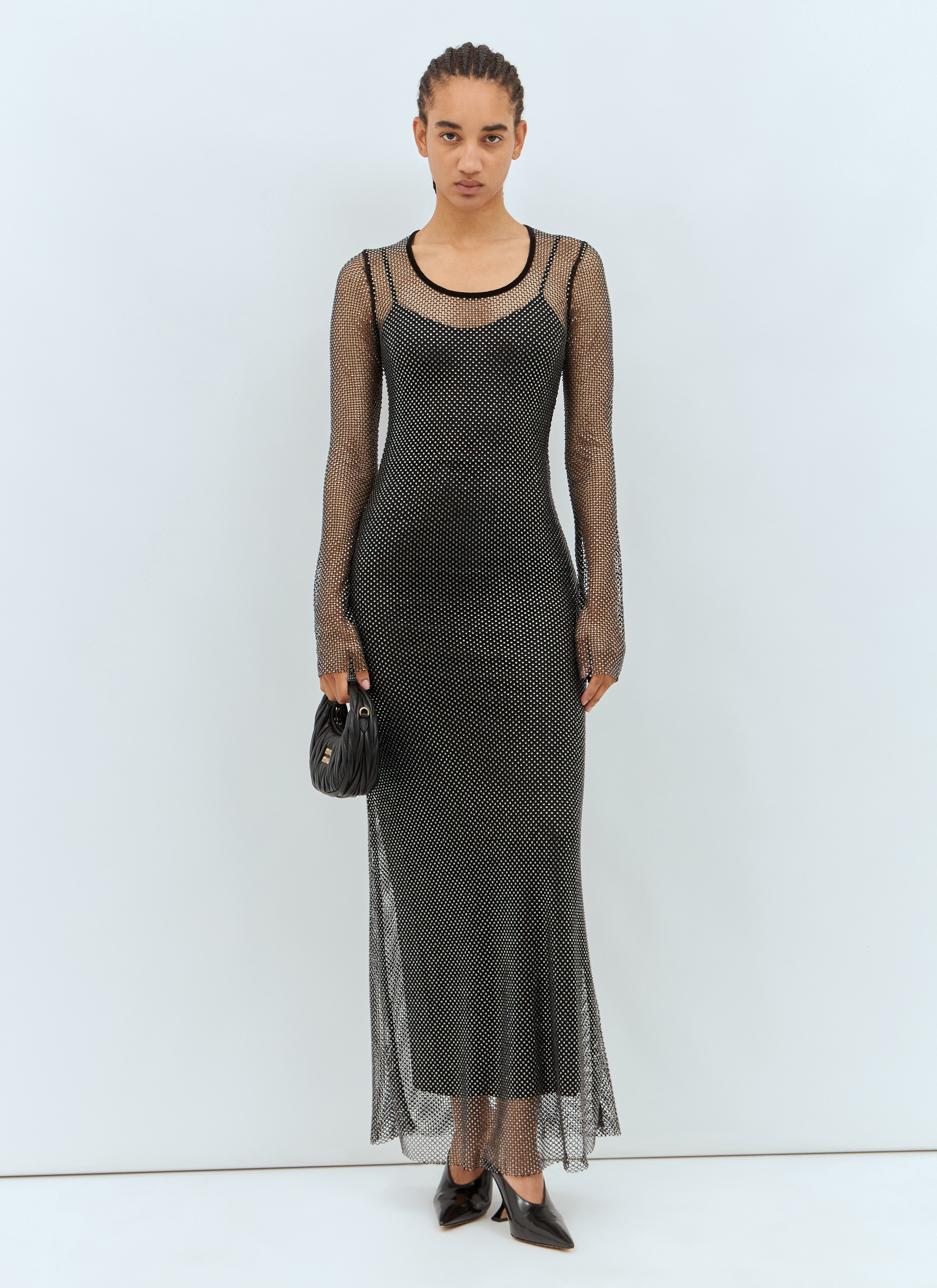 Rhinestone Tulle Maxi Dress - 4