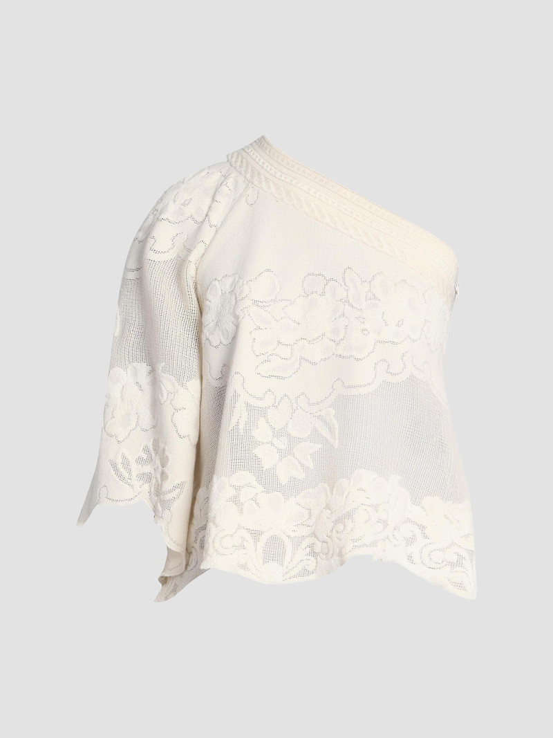 Women's Shilo Cotton Lace One-Shoulder Blouse - Ecru 1