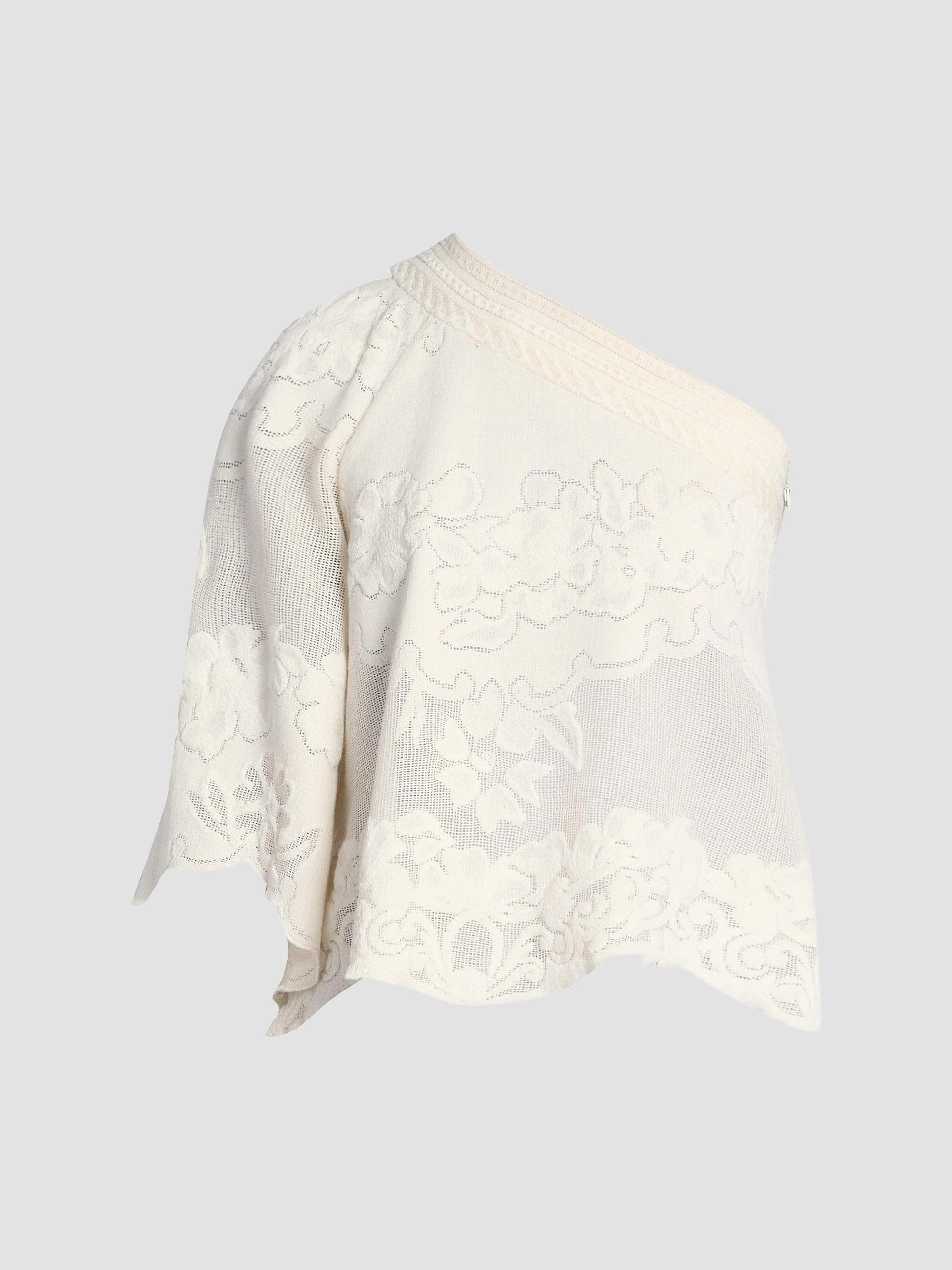 Women's Shilo Cotton Lace One-Shoulder Blouse - Ecru - 1