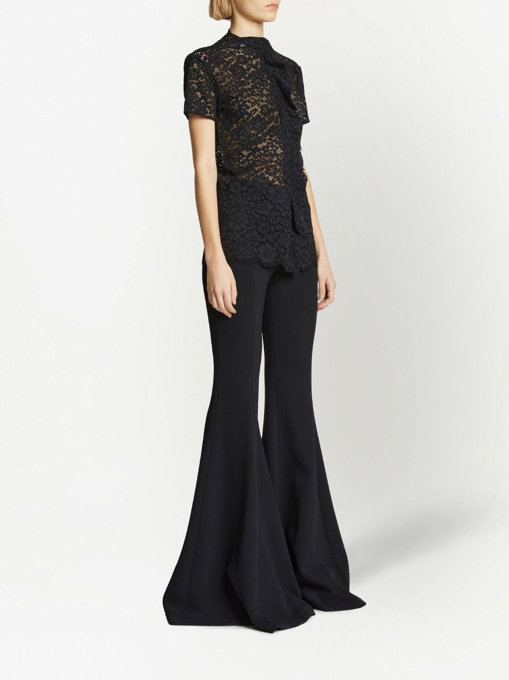 floral-lace short-sleeved top - 4