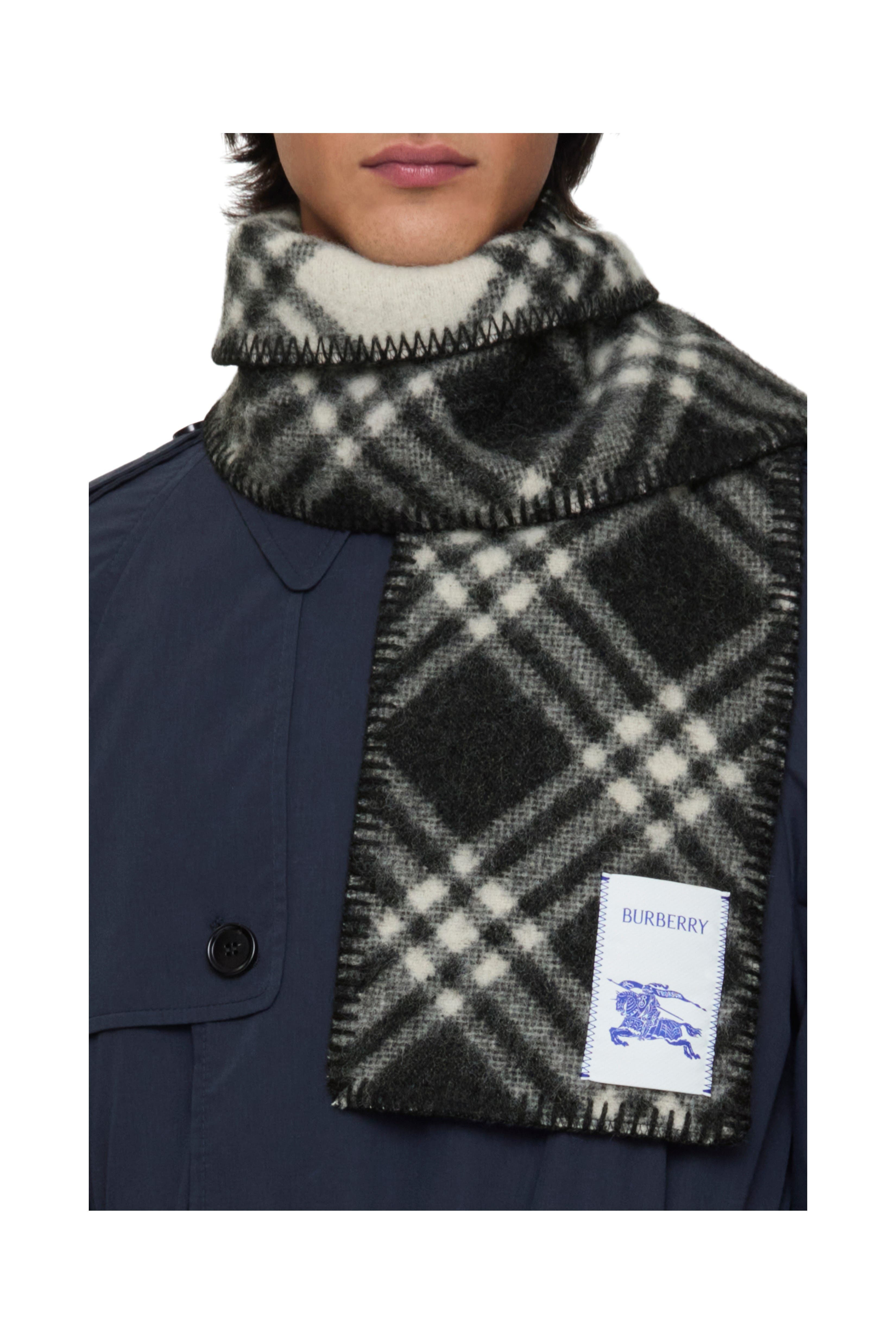 burberry Narrow Check Wool Scarf in Black at Nordstrom - 5