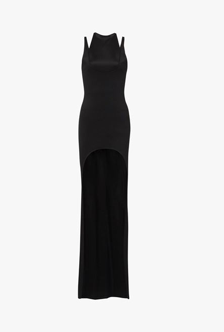 Long black jersey dress - 1