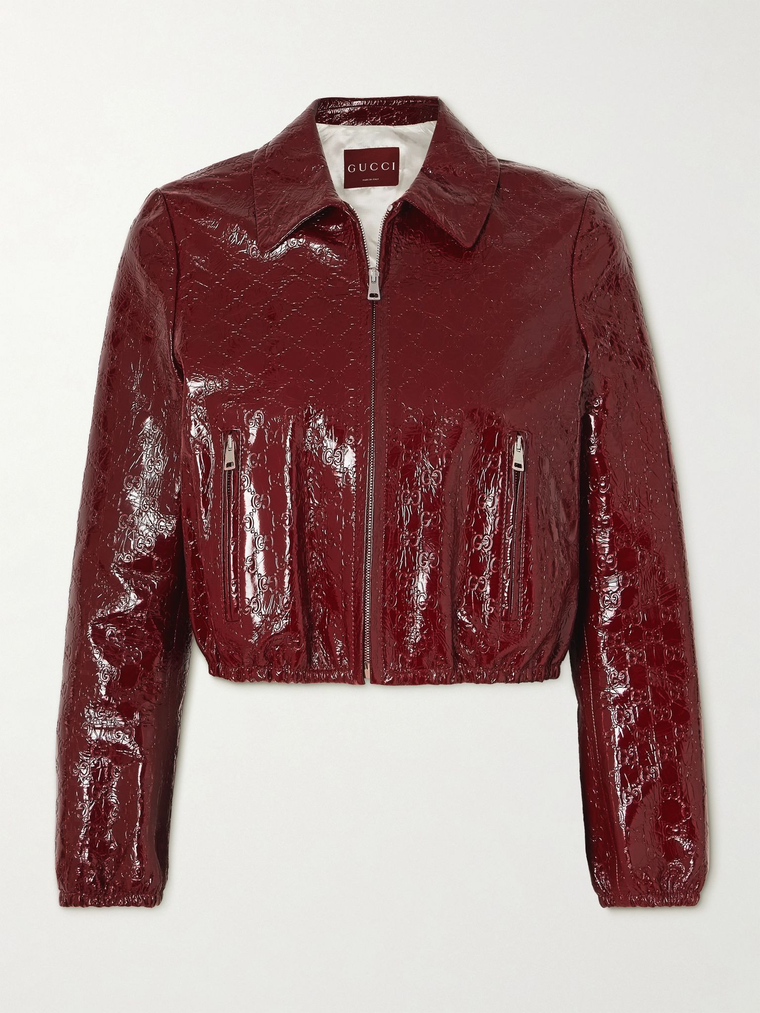 Debossed patent-leather jacket Burgundy - 1