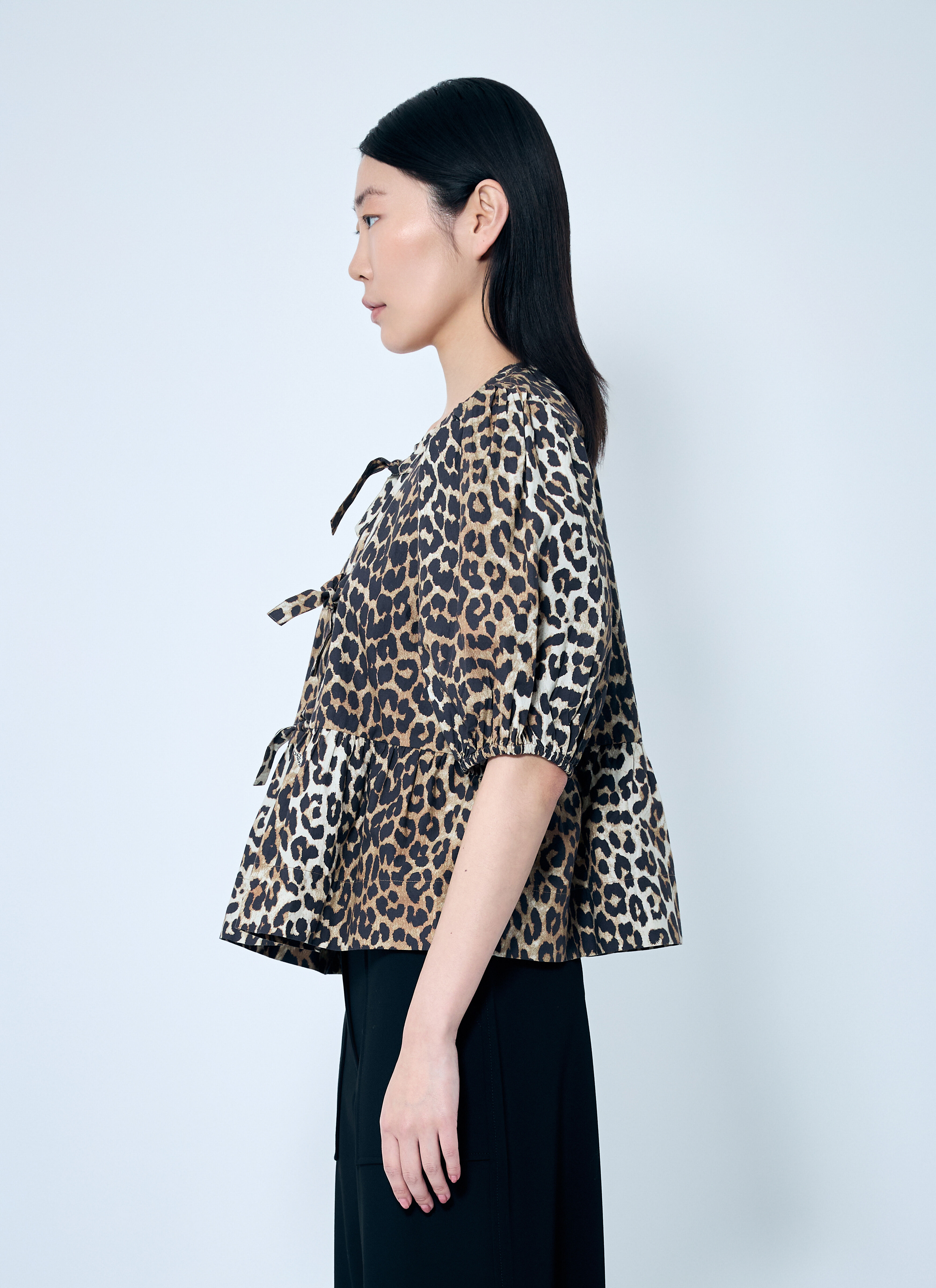 Leopard Poplin Peplum Blouse - 3
