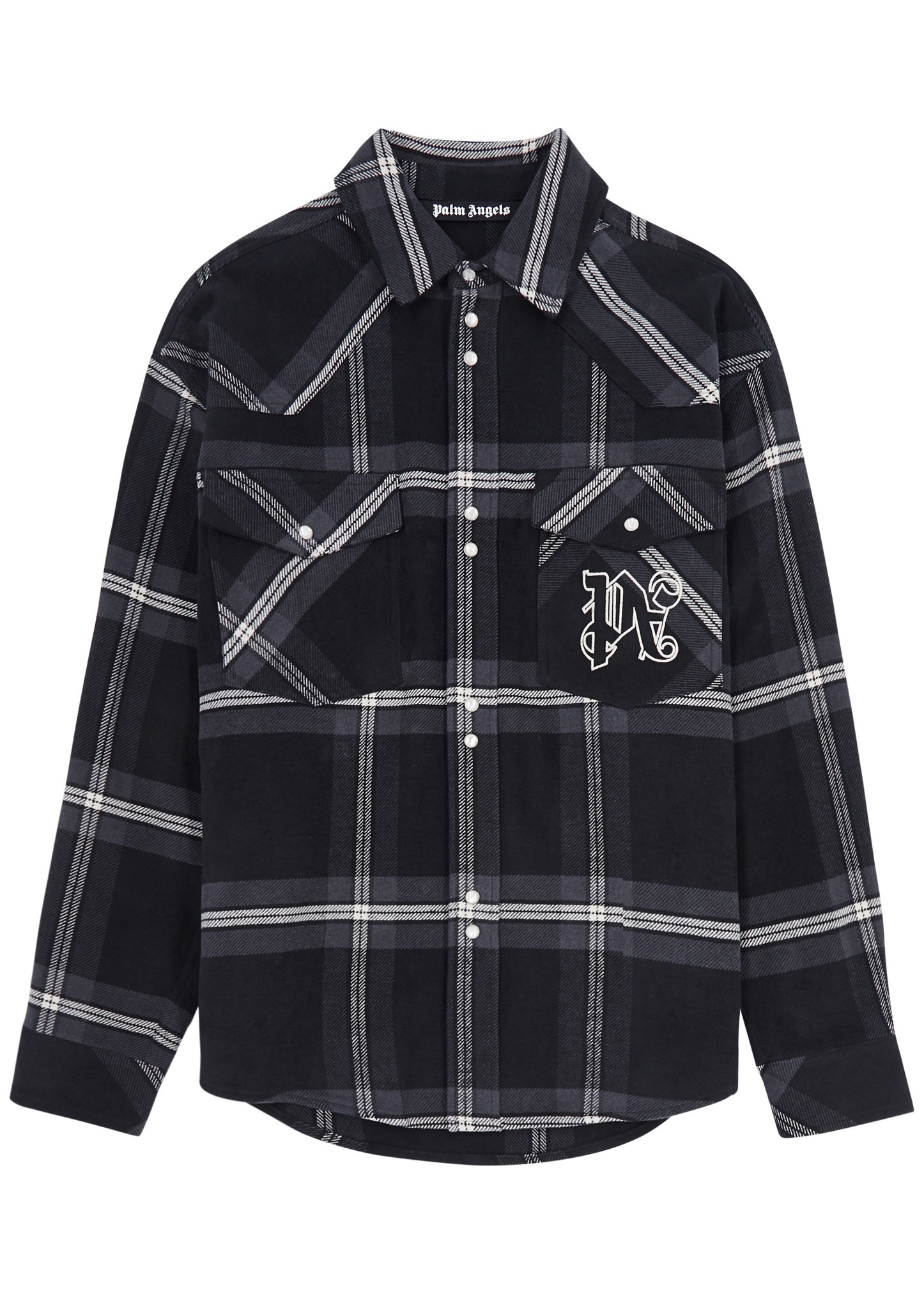 Checked logo flannel overshirt - 1