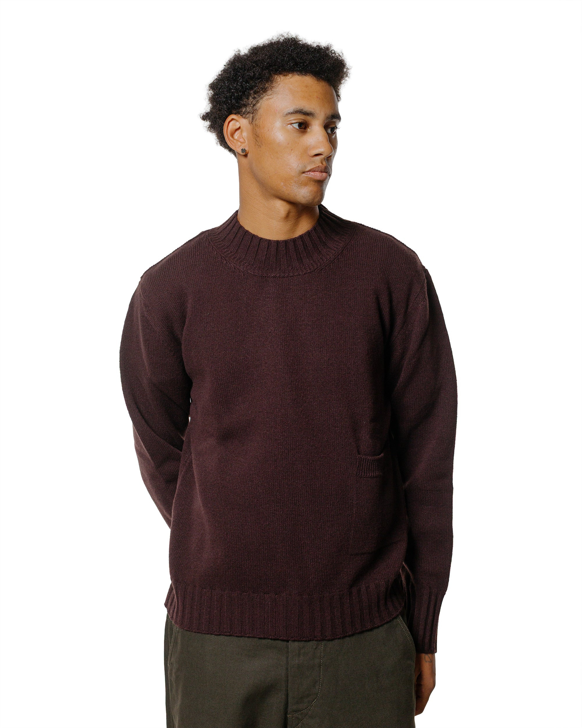 Single Pocket Crew Geelong Lambswool Mahogany - 2