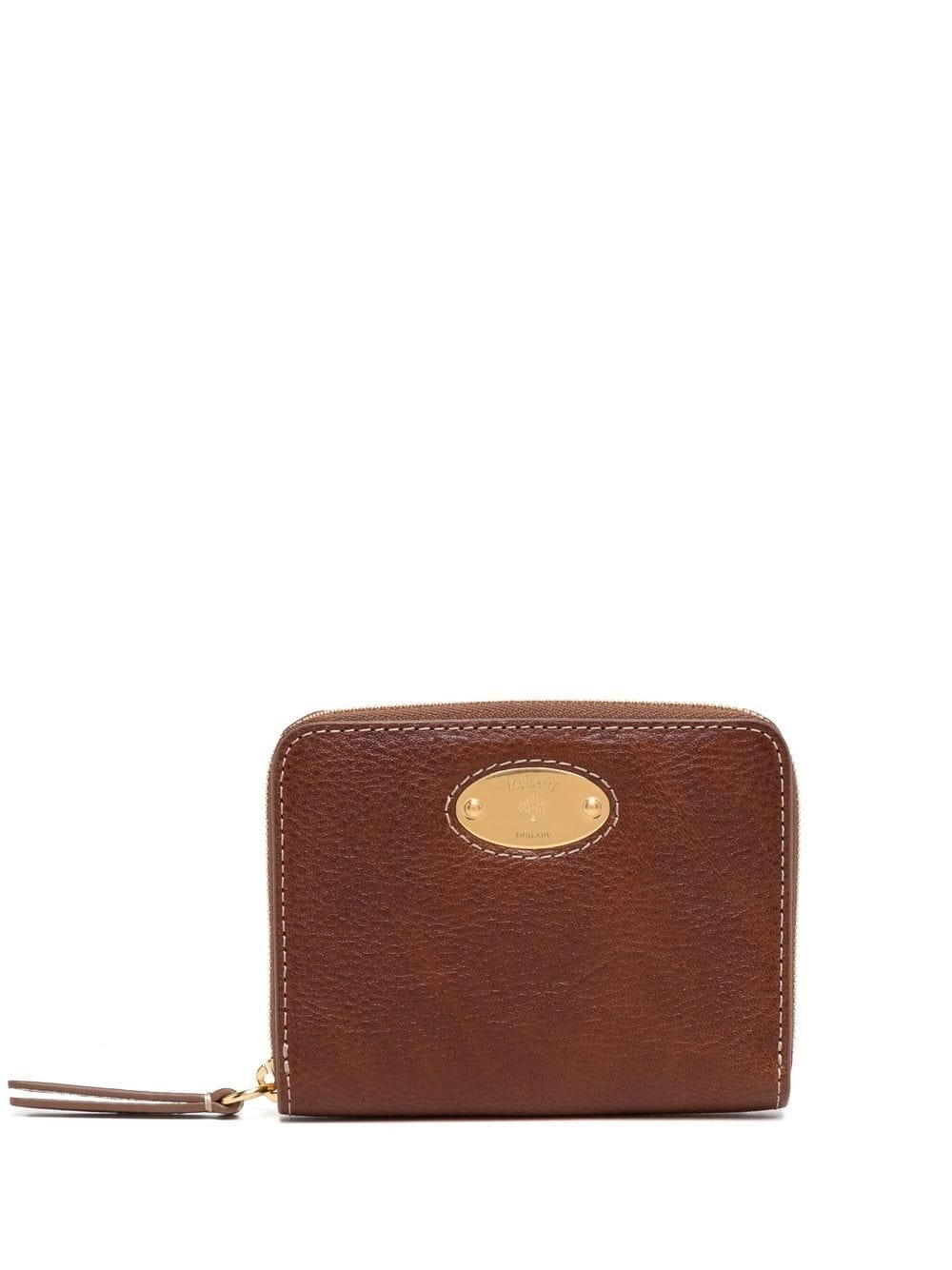 grained-leather logo-plaque purse - 1