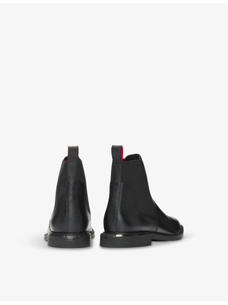 HUGO Brand-embossed faux-leather Chelsea boots outlook