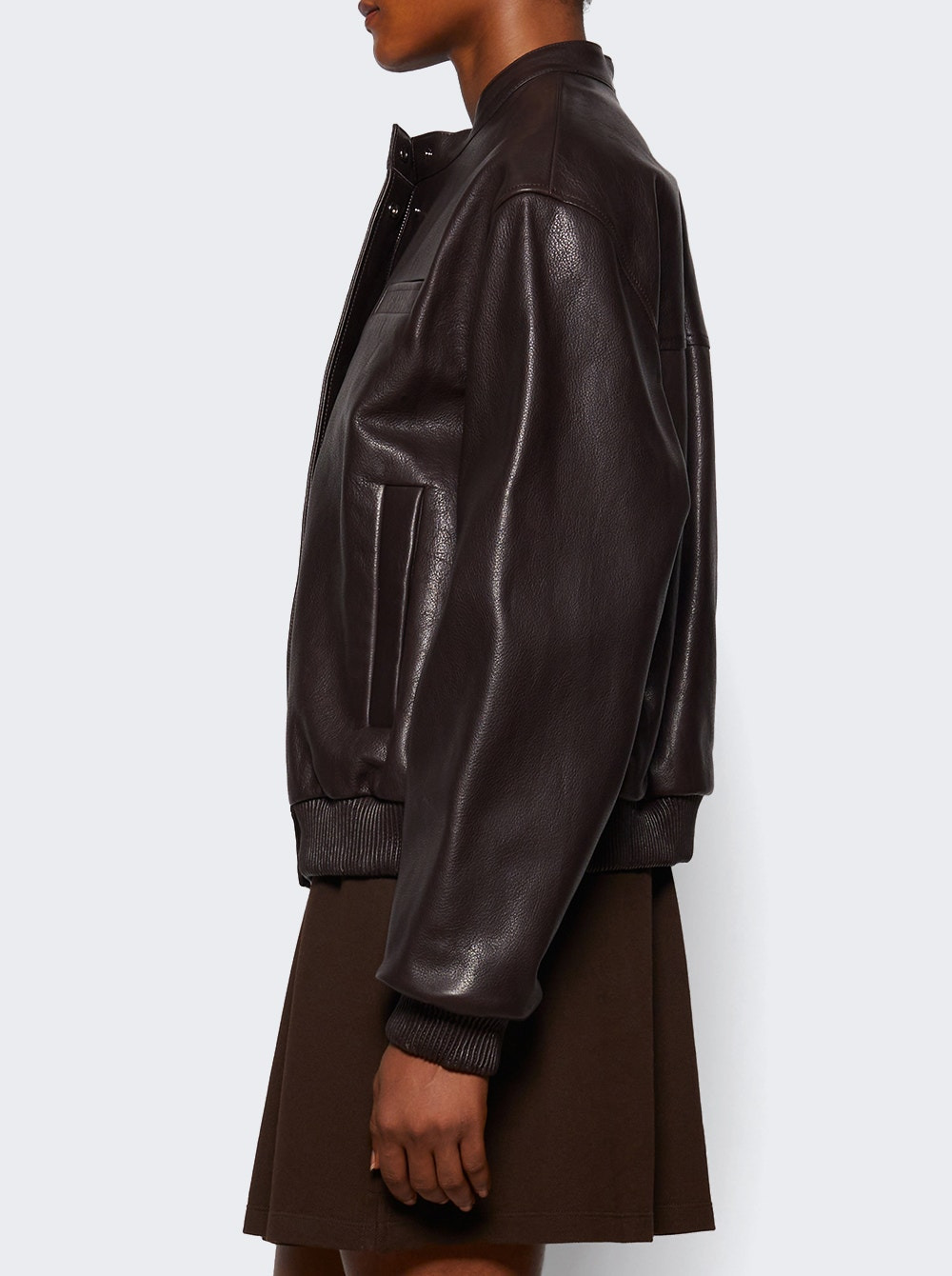 Marlow Leather Bomber Jacket Coffee - 3