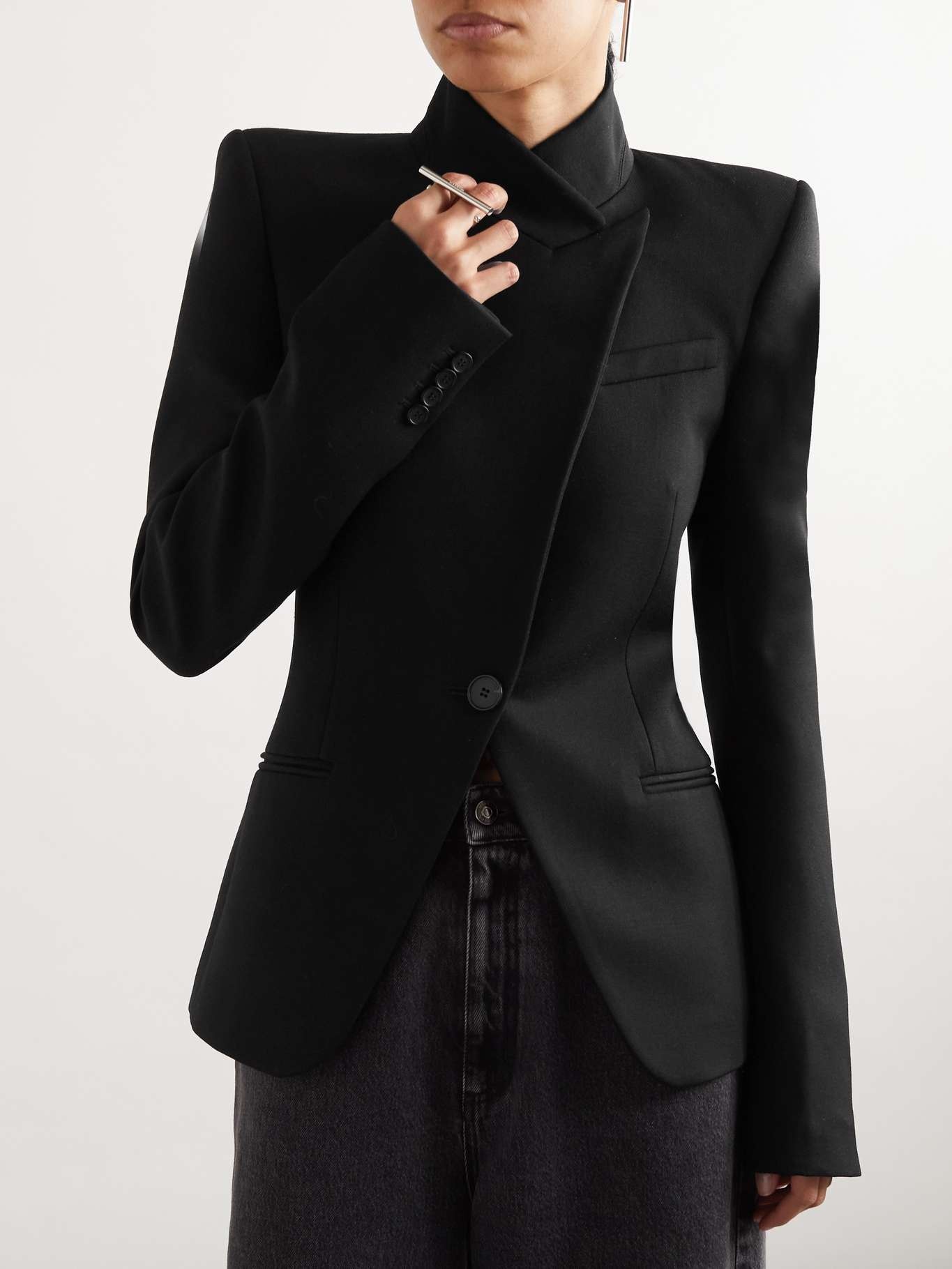 Asymmetric wool blazer - 3