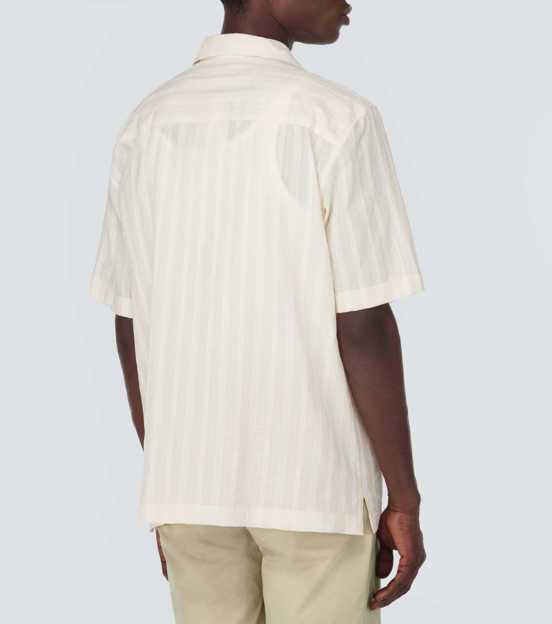 Embroidered striped cotton bowling shirt - 4