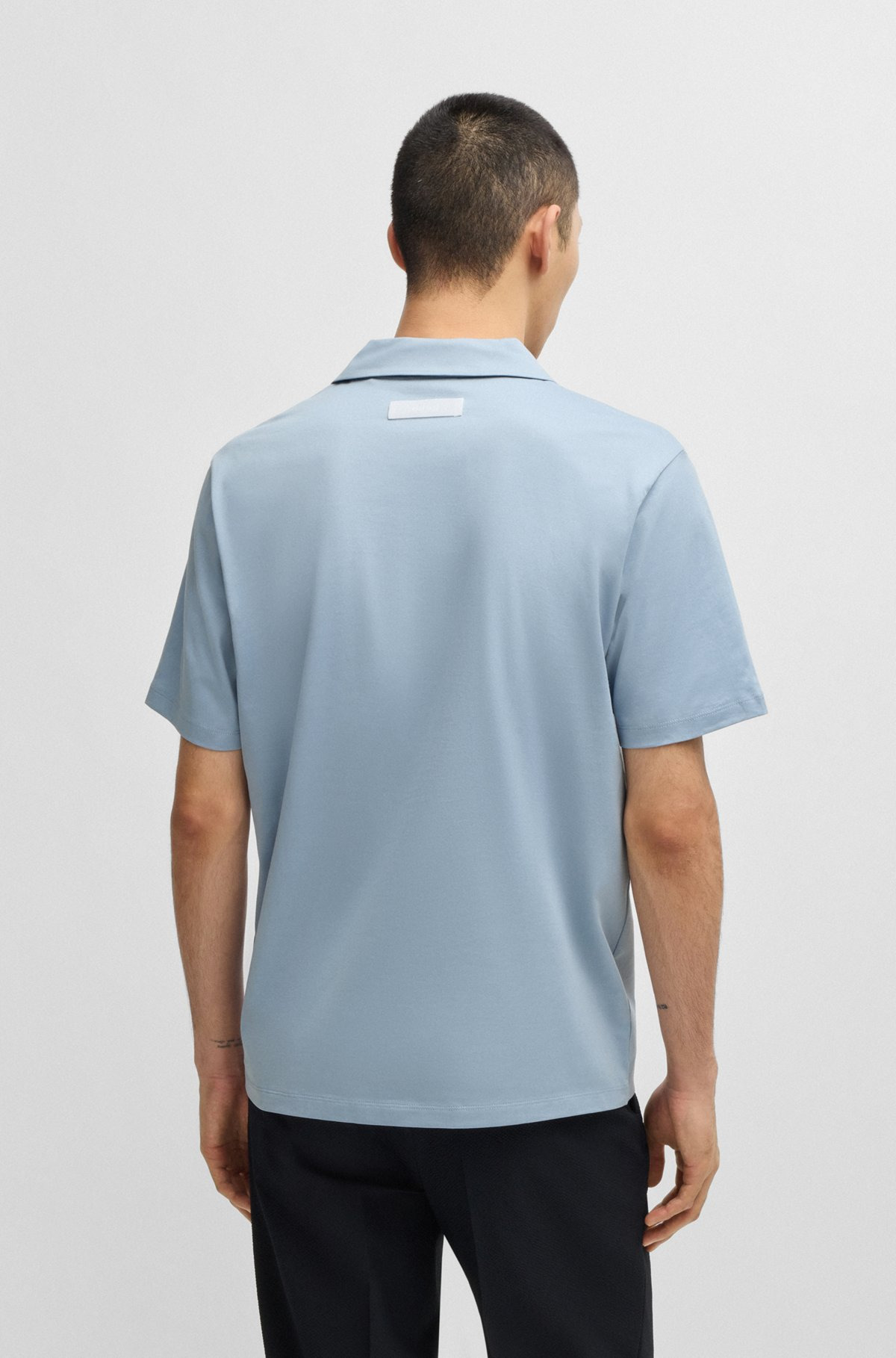 MERCERIZED SLIM-FIT POLO SHIRT WITH JOHNNY COLLAR - 5