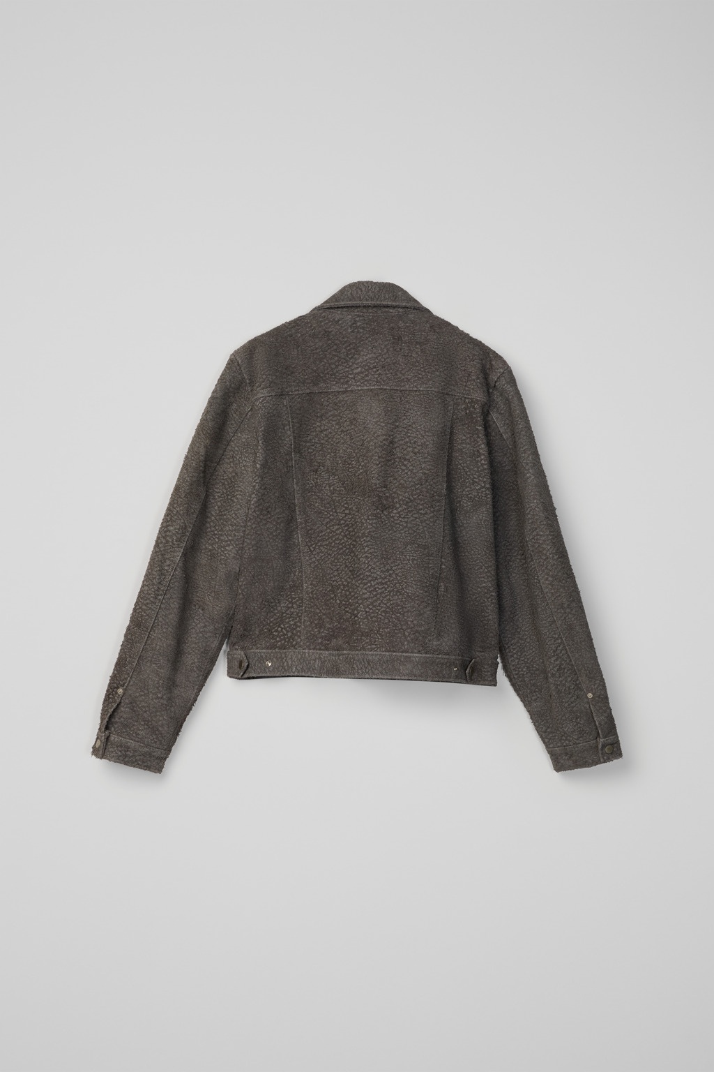 Gray Wrinkled Suede Leather Jacket - 3