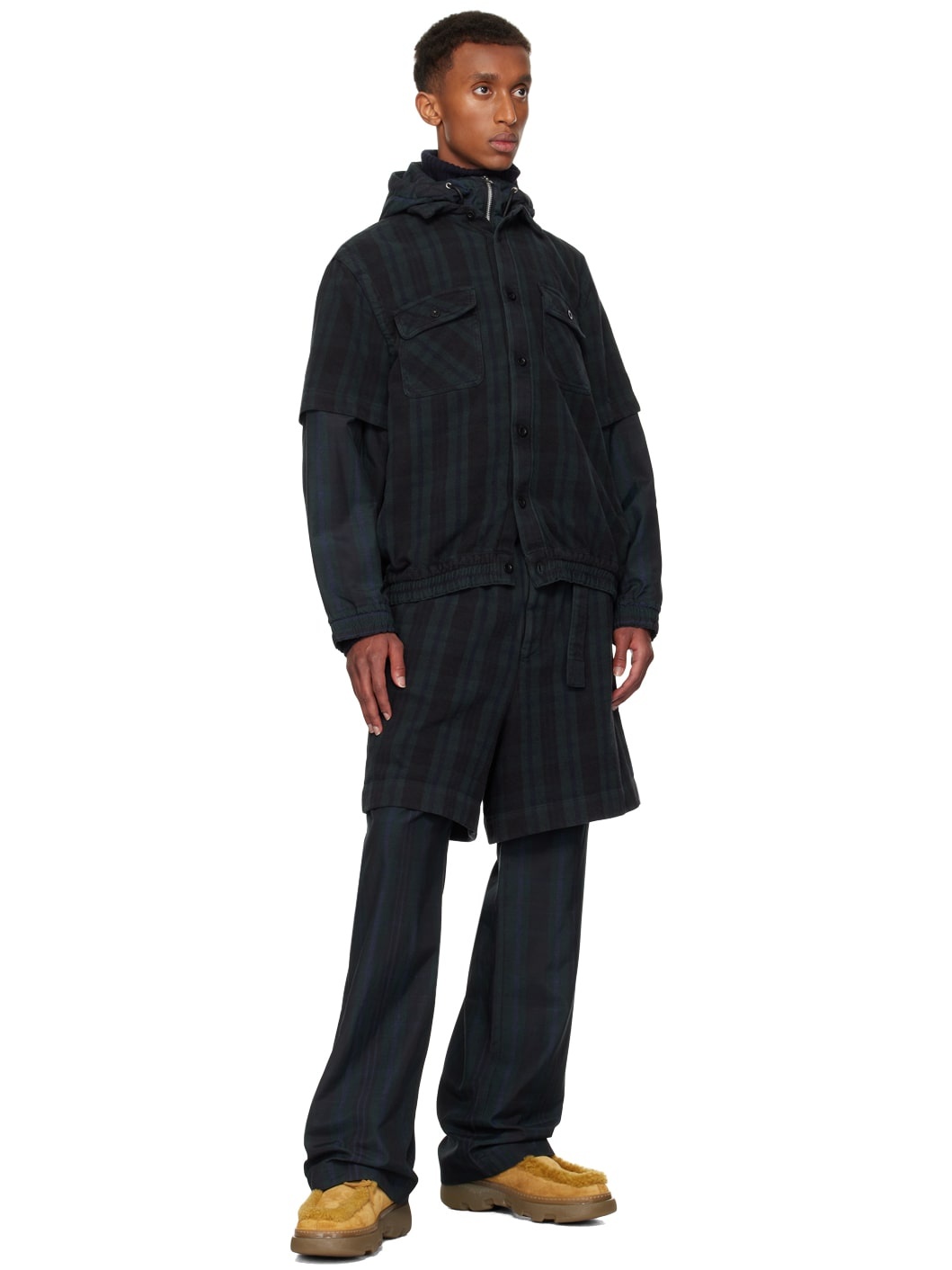 sacai sacai Gonz Multi Patch Plaid Hoodie | REVERSIBLE
